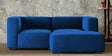 Muebles Velvet LHS Sectional Sofa With Lounger In Blue Colour