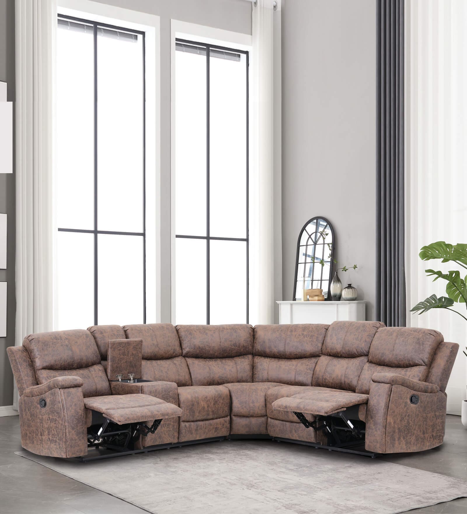 Muar Corner Manual Recliner In Brown Color