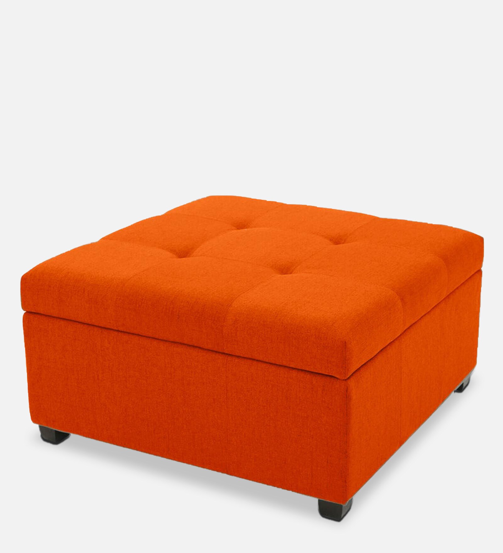 Mubila Ottoman With Storage In Vivid Orange Colour
