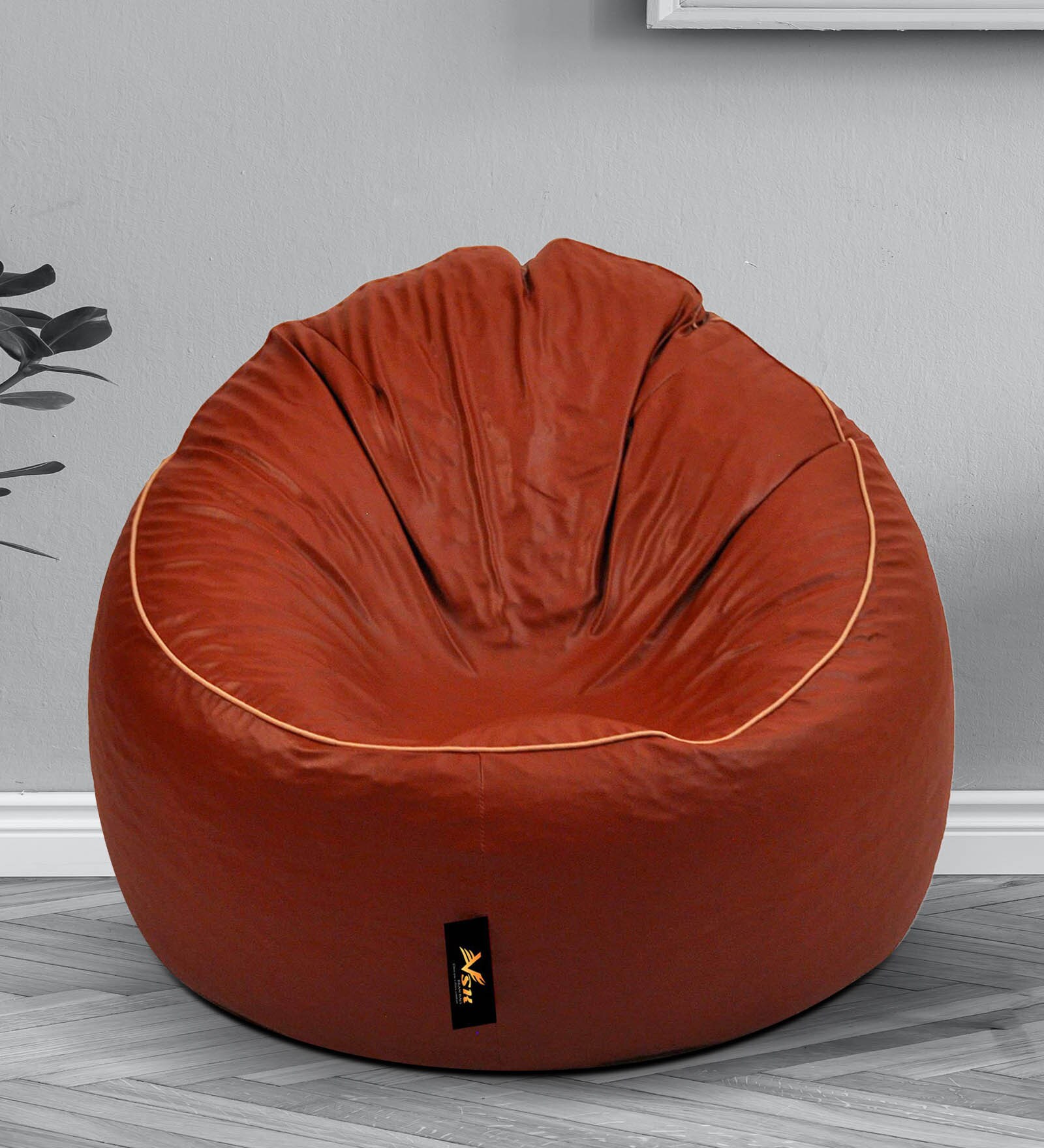 Mudda XXXL Leatherette Bean Bag Cover in Tan Colour