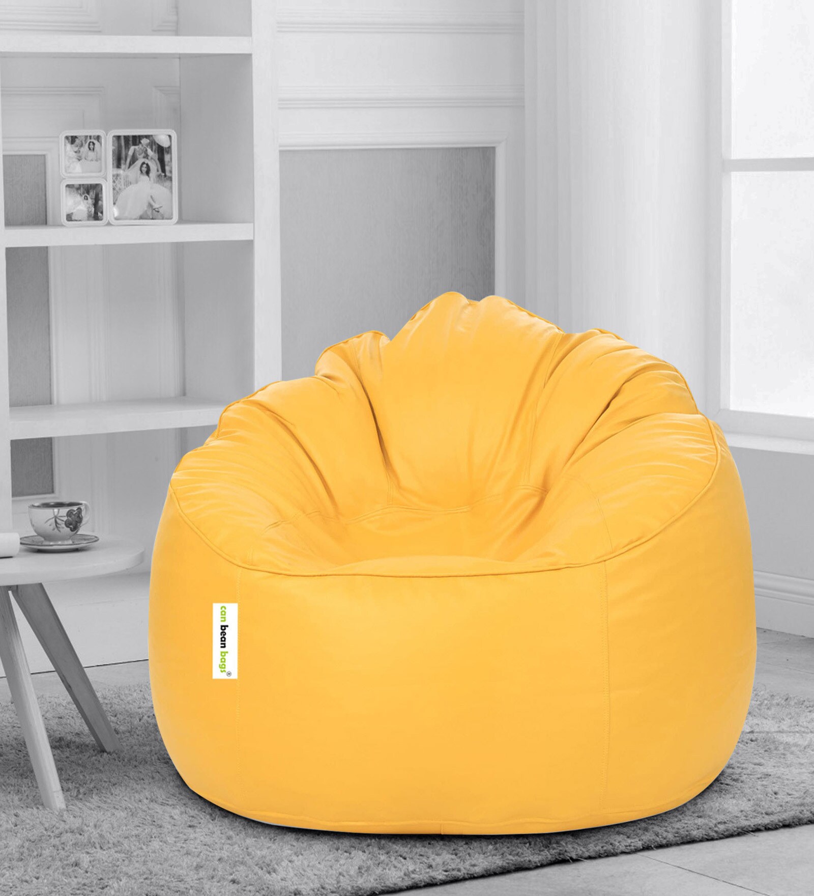 Buy Muddha XXXL Bean Bag With Beans In Yellow Colour By Can Online