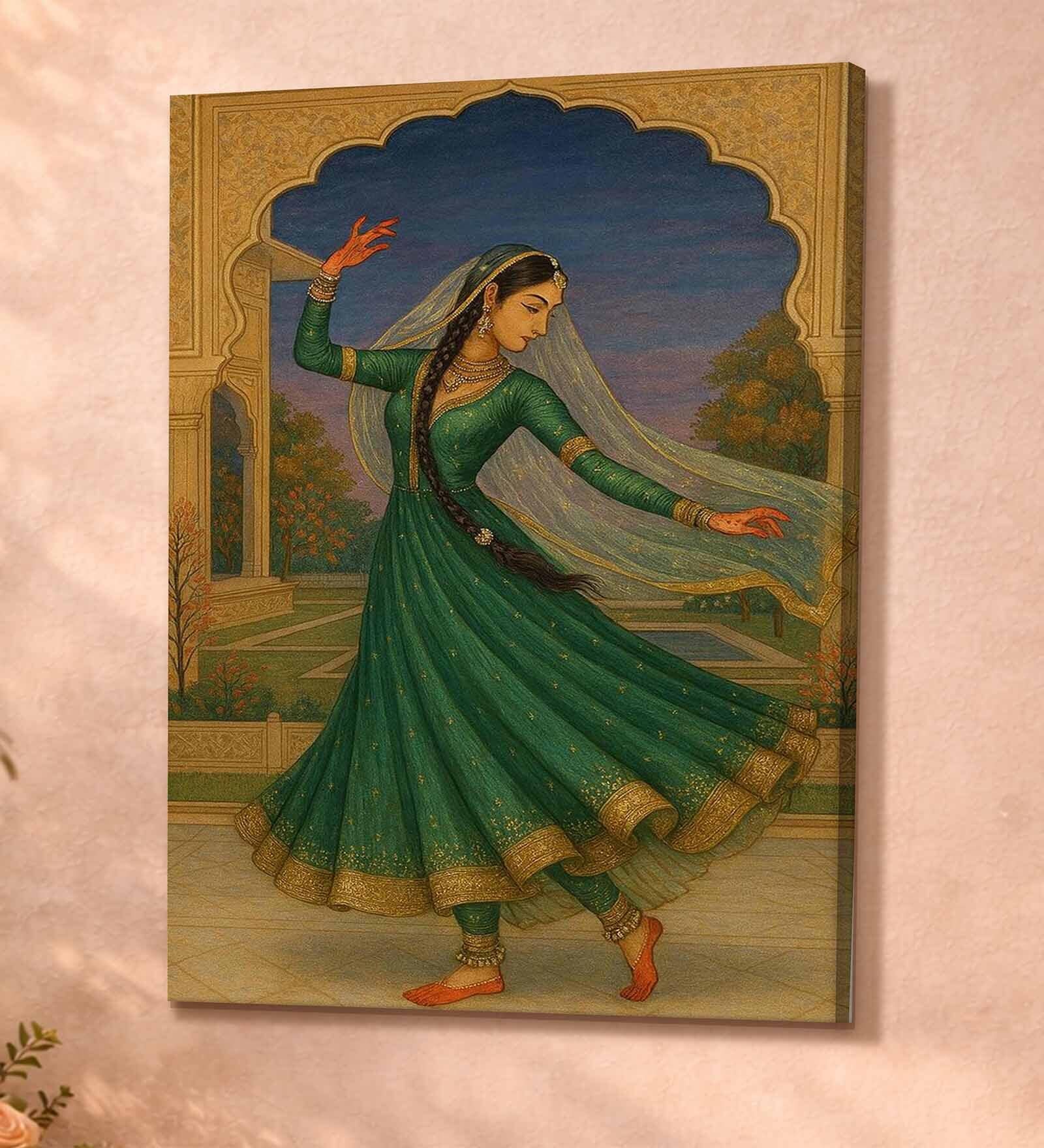 Mughal Court Dancer Stretched Canvas Painting
