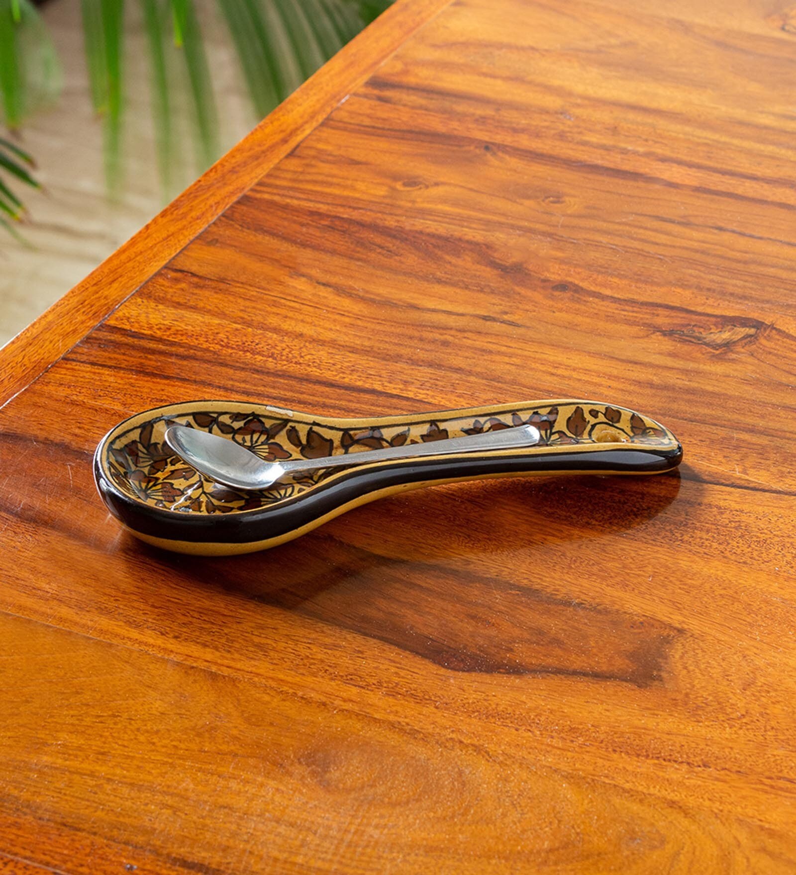 Buy Mughal Floral Hand- Painted Multicolour Ceramic Spoon Rest at 28% ...