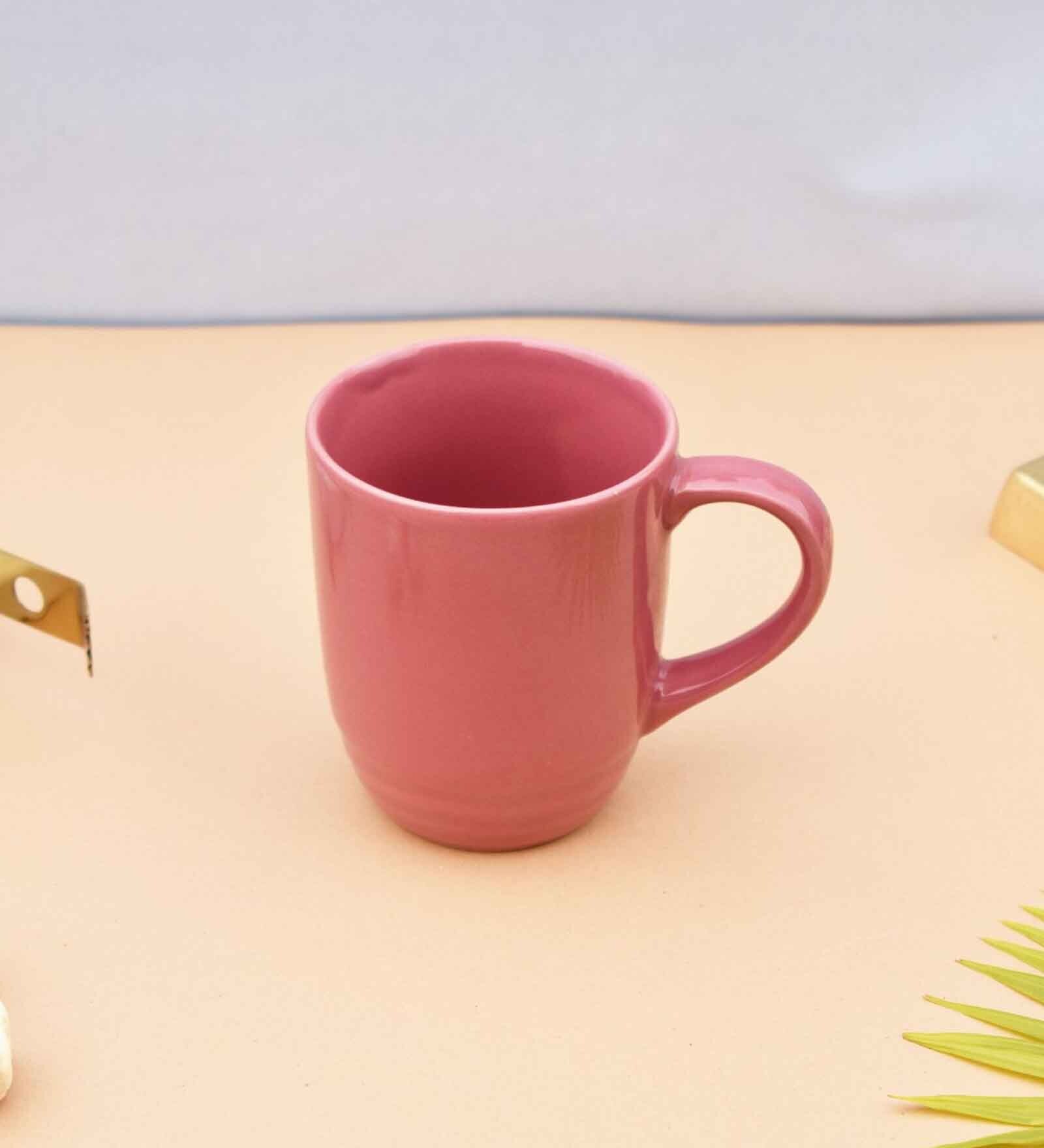 Mughal Marvel Pink Ceramic 300 ml Handmade Coffee Mug