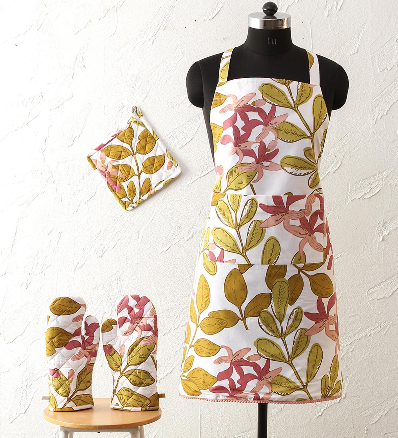 Mulaga Pink Cotton (Set of 4) Kitchen Set