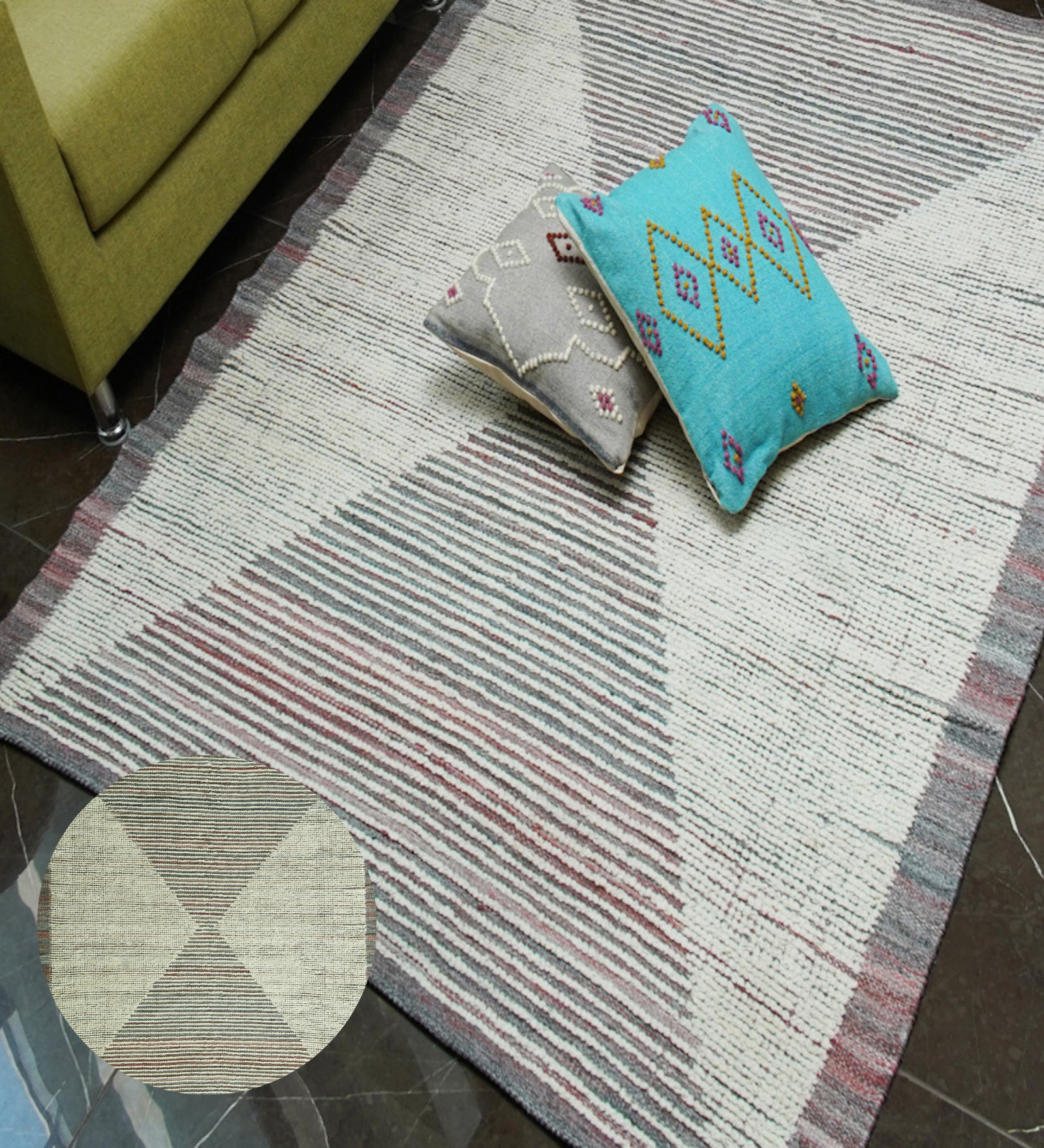 Mutlicolor Floral Polyester And Cotton Hand Tufted Carpet