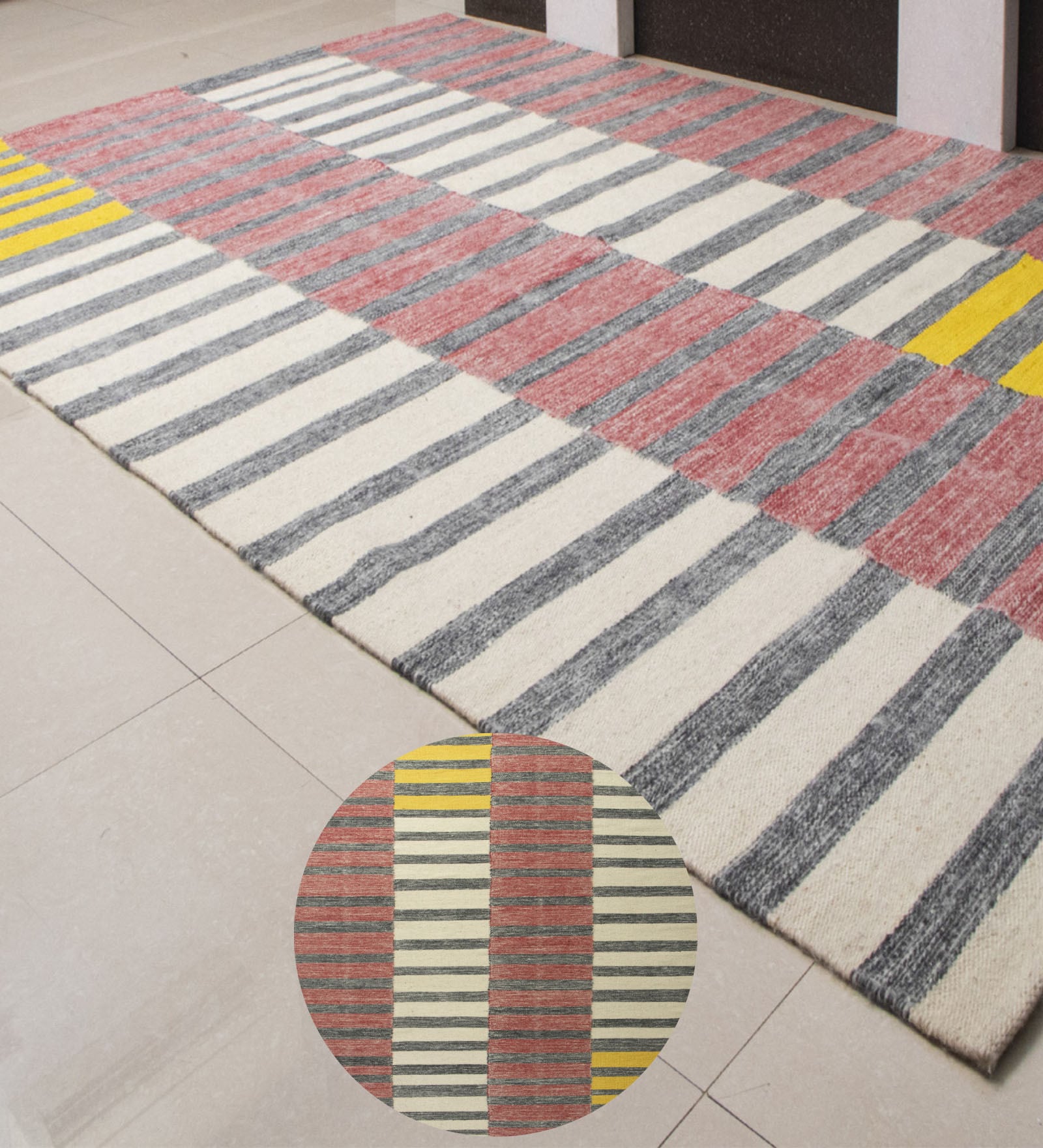 Mutlicolor Geometrical Wool Hand Woven Carpet