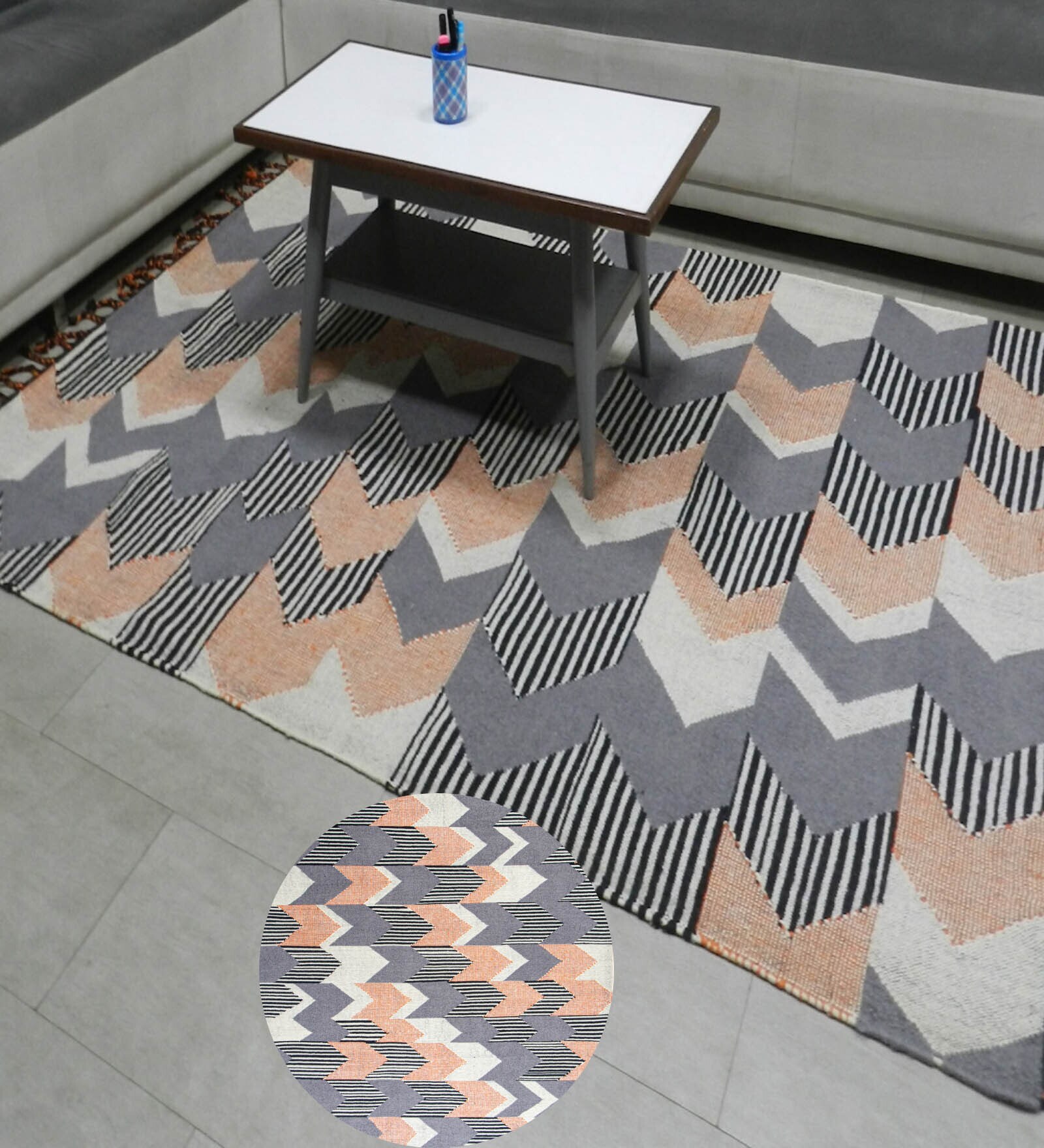 Mutlicolor Geometrical Wool 8X6 Feet Hand Woven Carpet