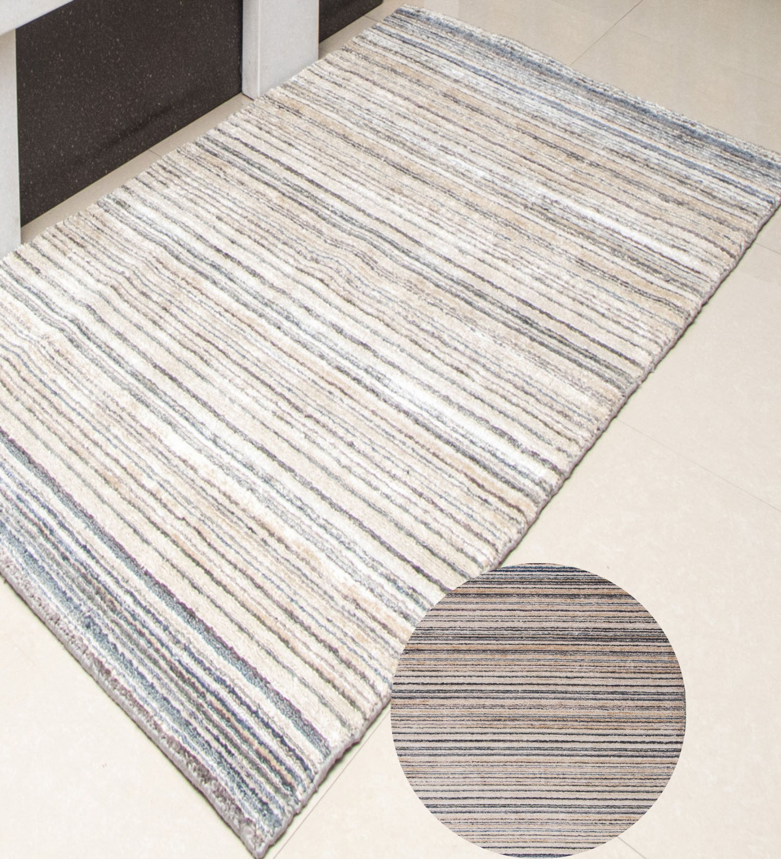 Mutlicolor Stripes Bamboo Hand Loom Carpet