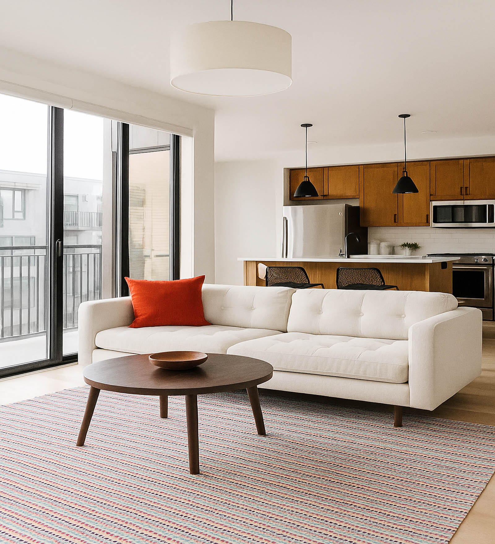 Mutlicolor Stripes Cotton 8X4 Feet Hand Woven Carpet