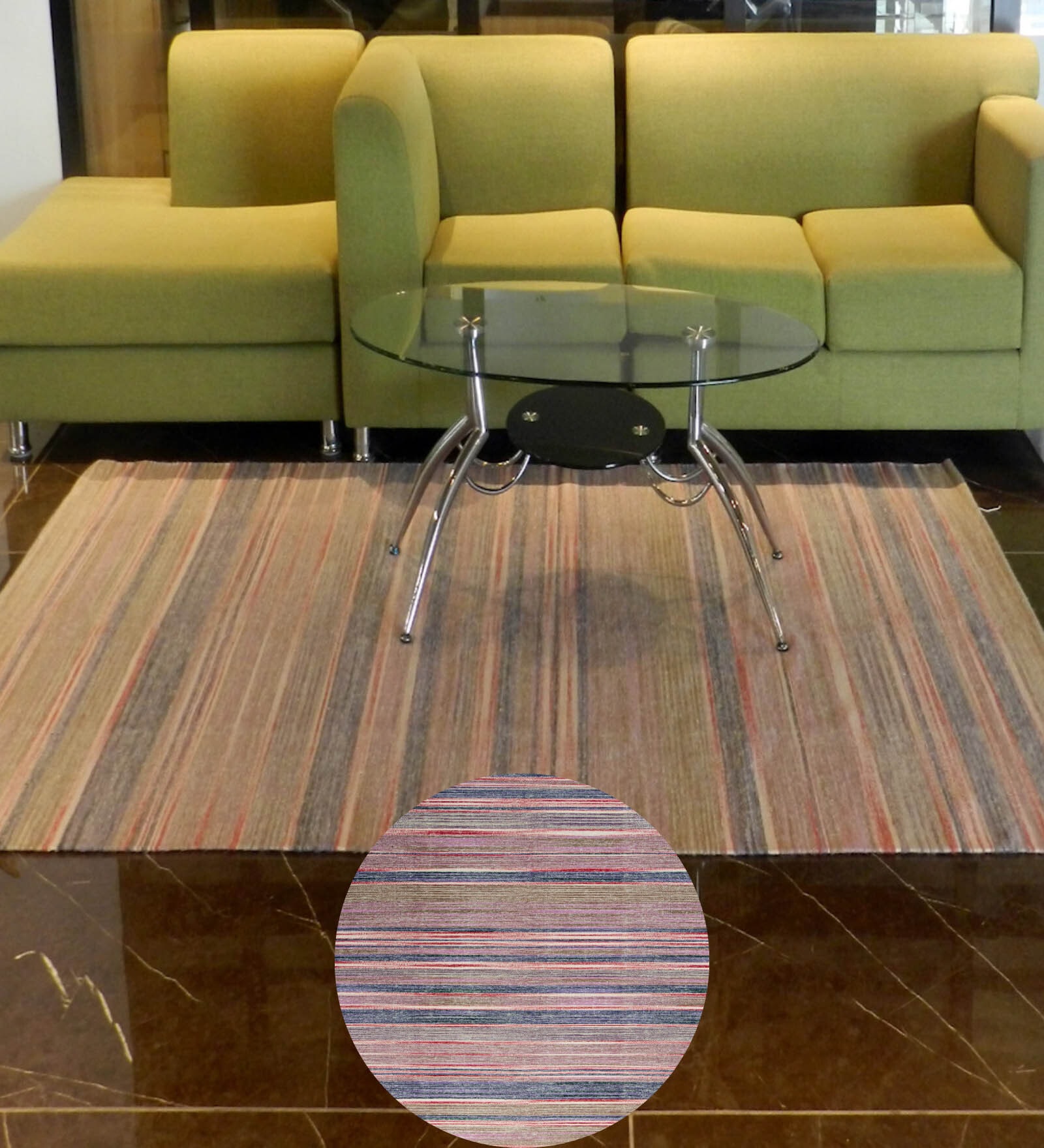 Mutlicolor Stripes Cotton 8X5 Feet Hand Woven Carpet