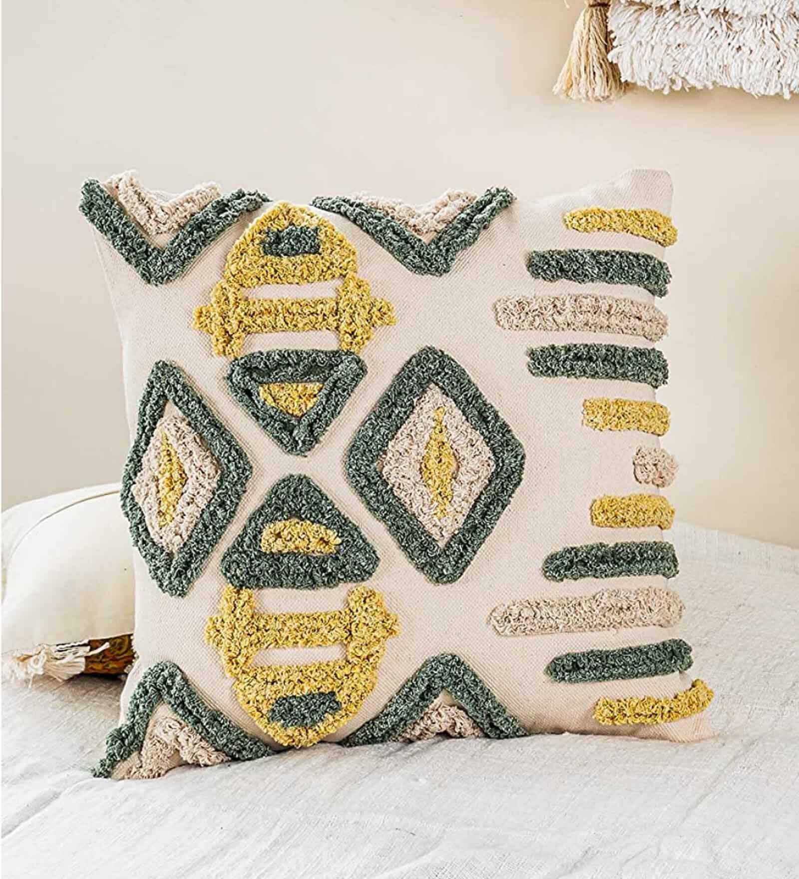 Multicolor Woven Cotton 12 x 12 Inches Cushion Cover
