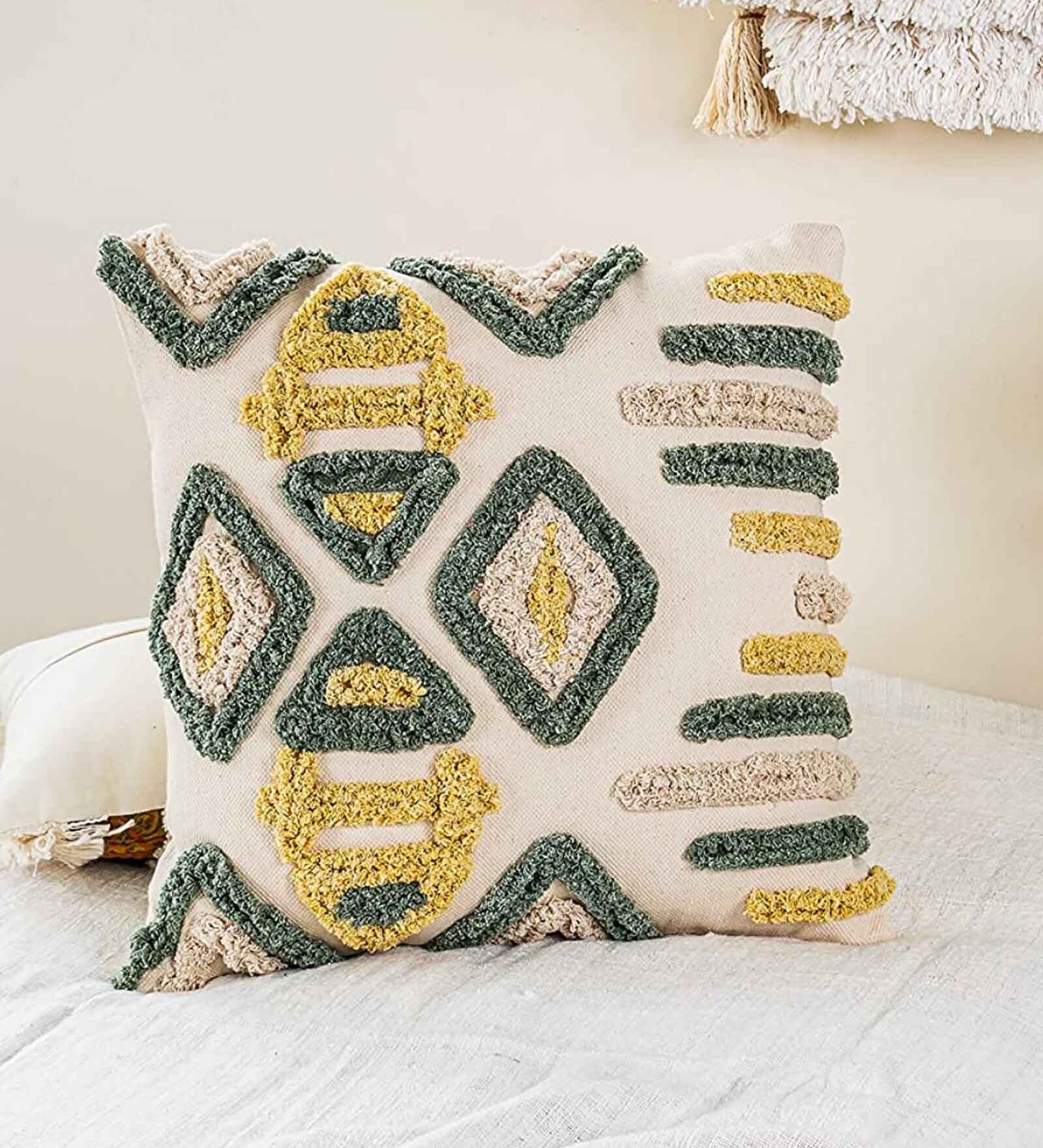 Multicolor Woven Cotton 20 x 20 Inches Cushion Cover