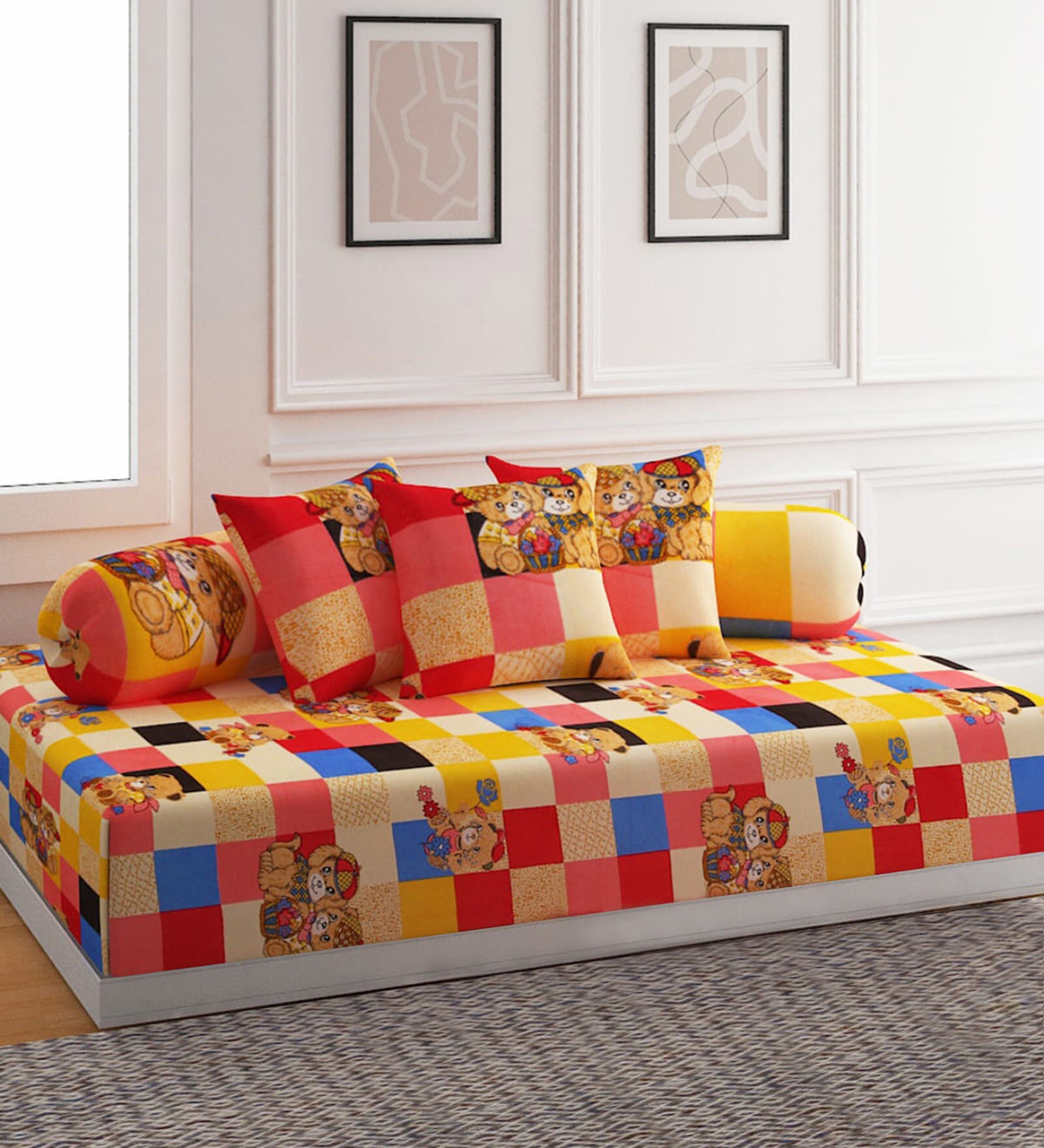 Multi 120 GSM Raising 6 Piece Diwan Set