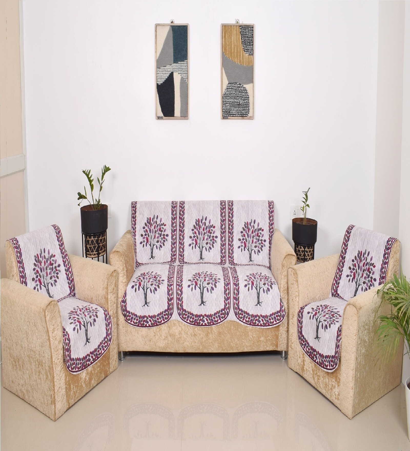 Multi 5 Seater Floral 10Pcs Sofa Covers