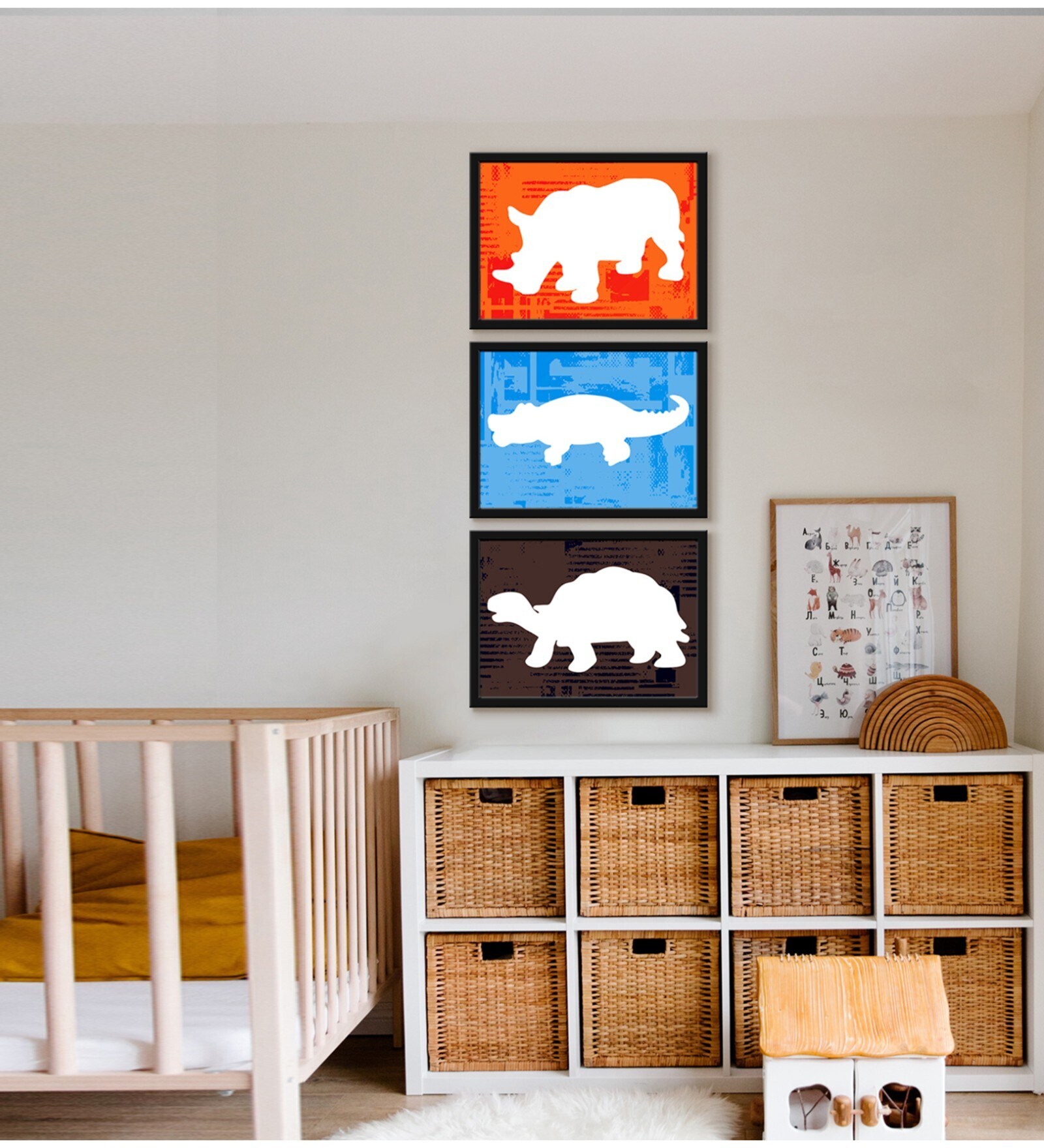 Wildlife Multicolour Canvas (Pack of 3) Kids Wall Art