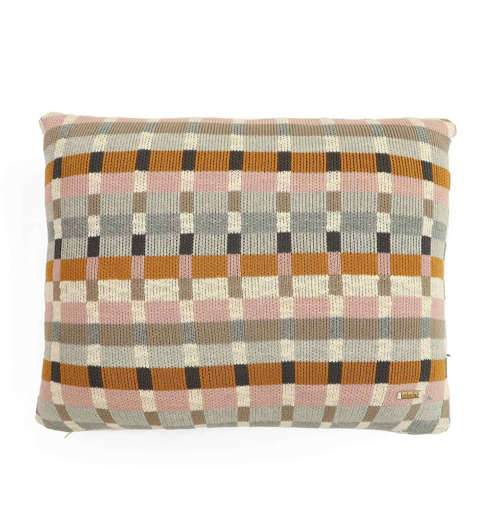 Multi Color 100% Cotton Awning Stripe 16X16 Inches Knitted Cushion Cover