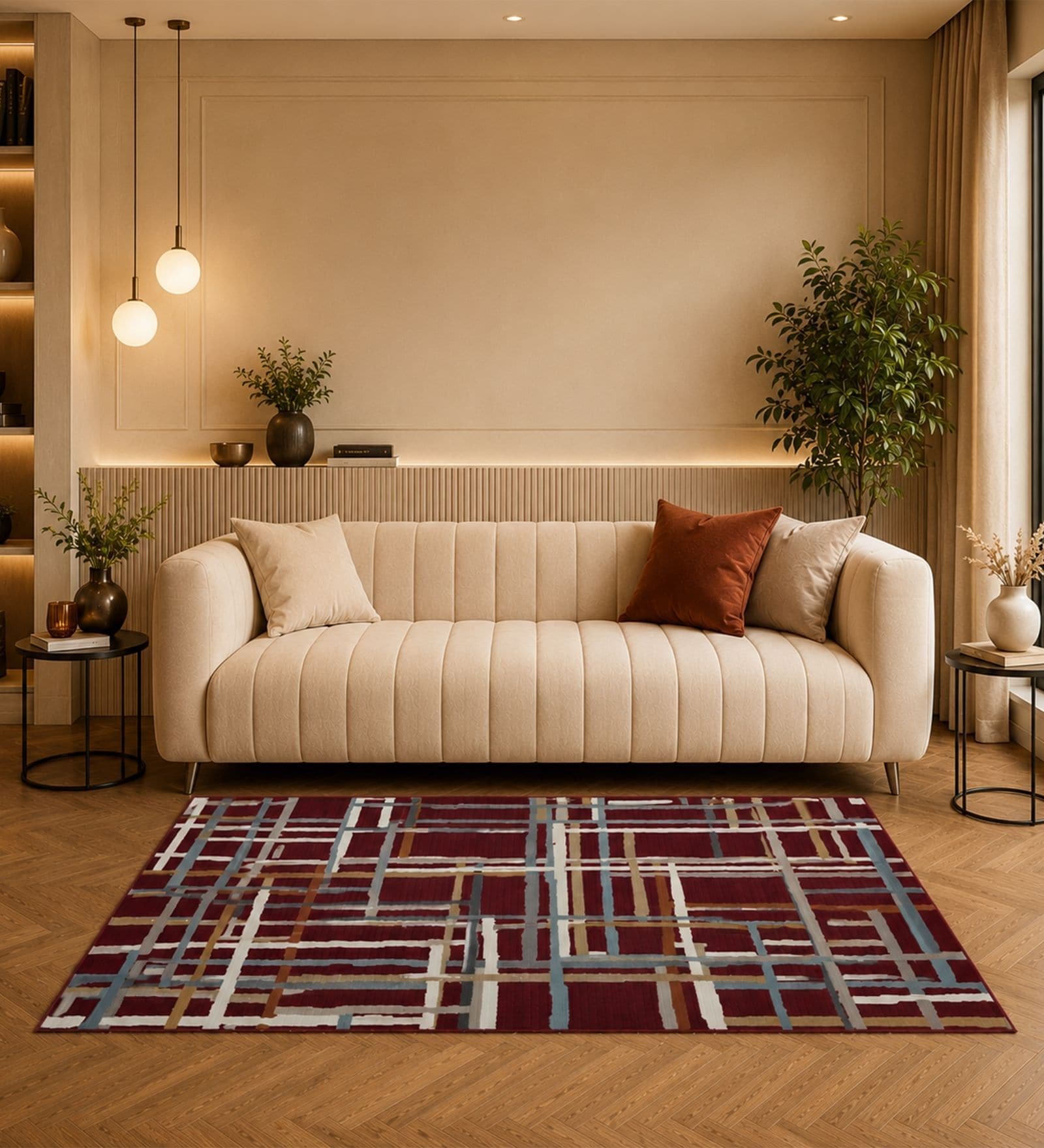 Multi-color Abstract PP Heatset 4 x 6 Feet  Machine -Made Carpet