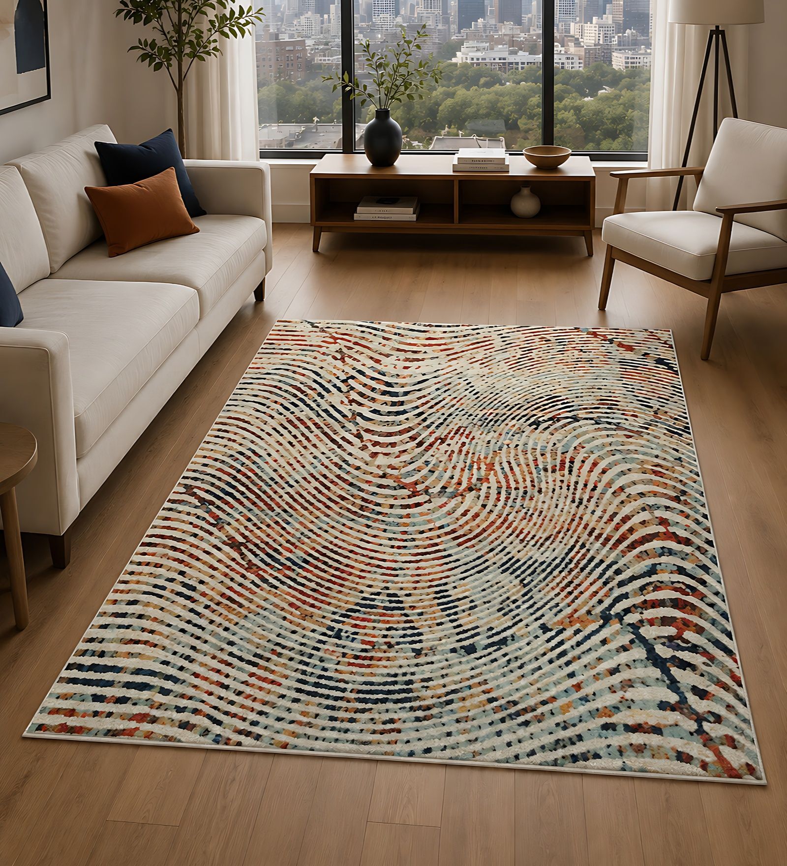 Orange Contemporary Pp Heatset 4 X 6 ft Machine -Made Carpet