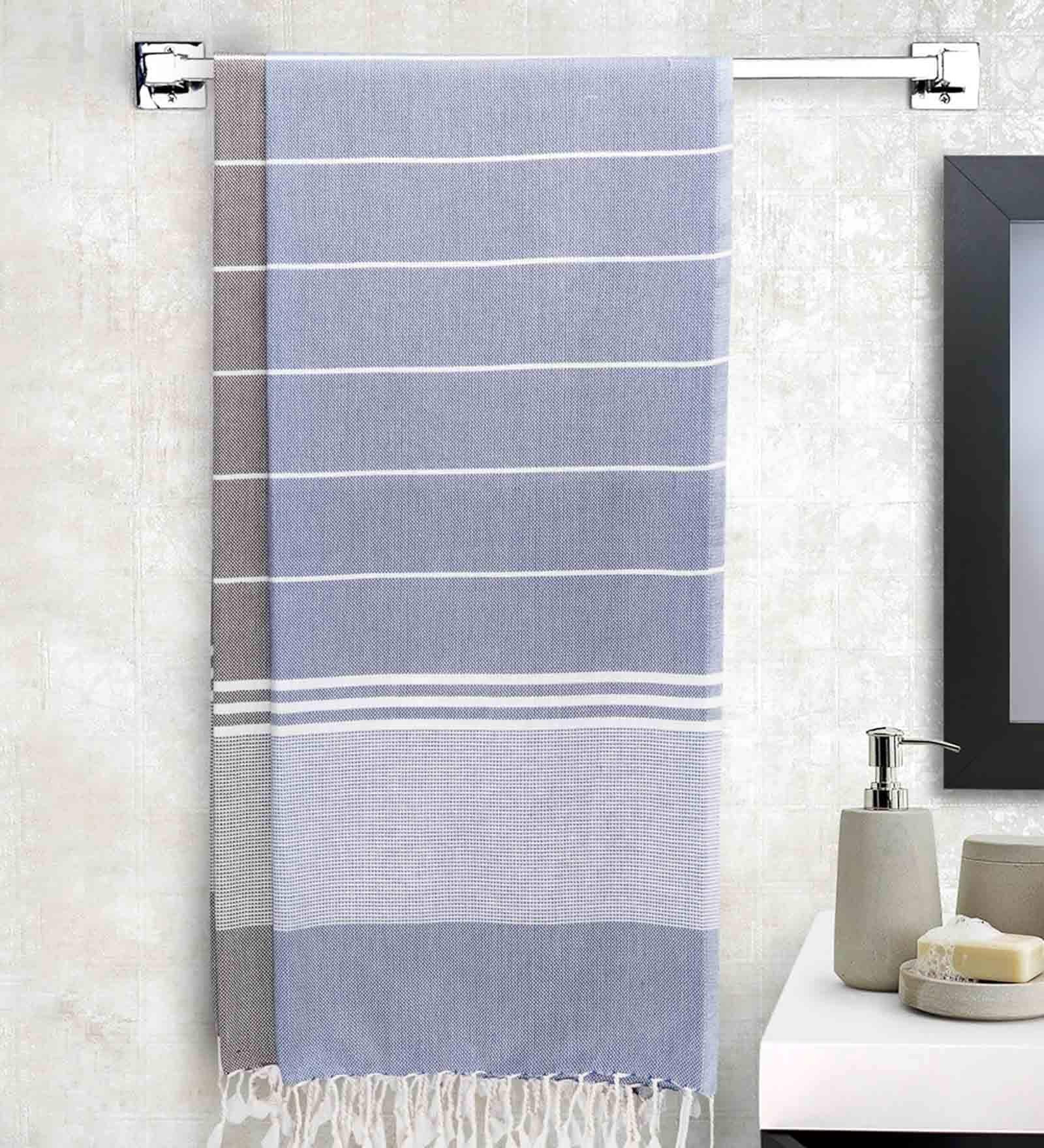 Grey Printed 210 GSM Cotton Bath Towel (Set of 2)