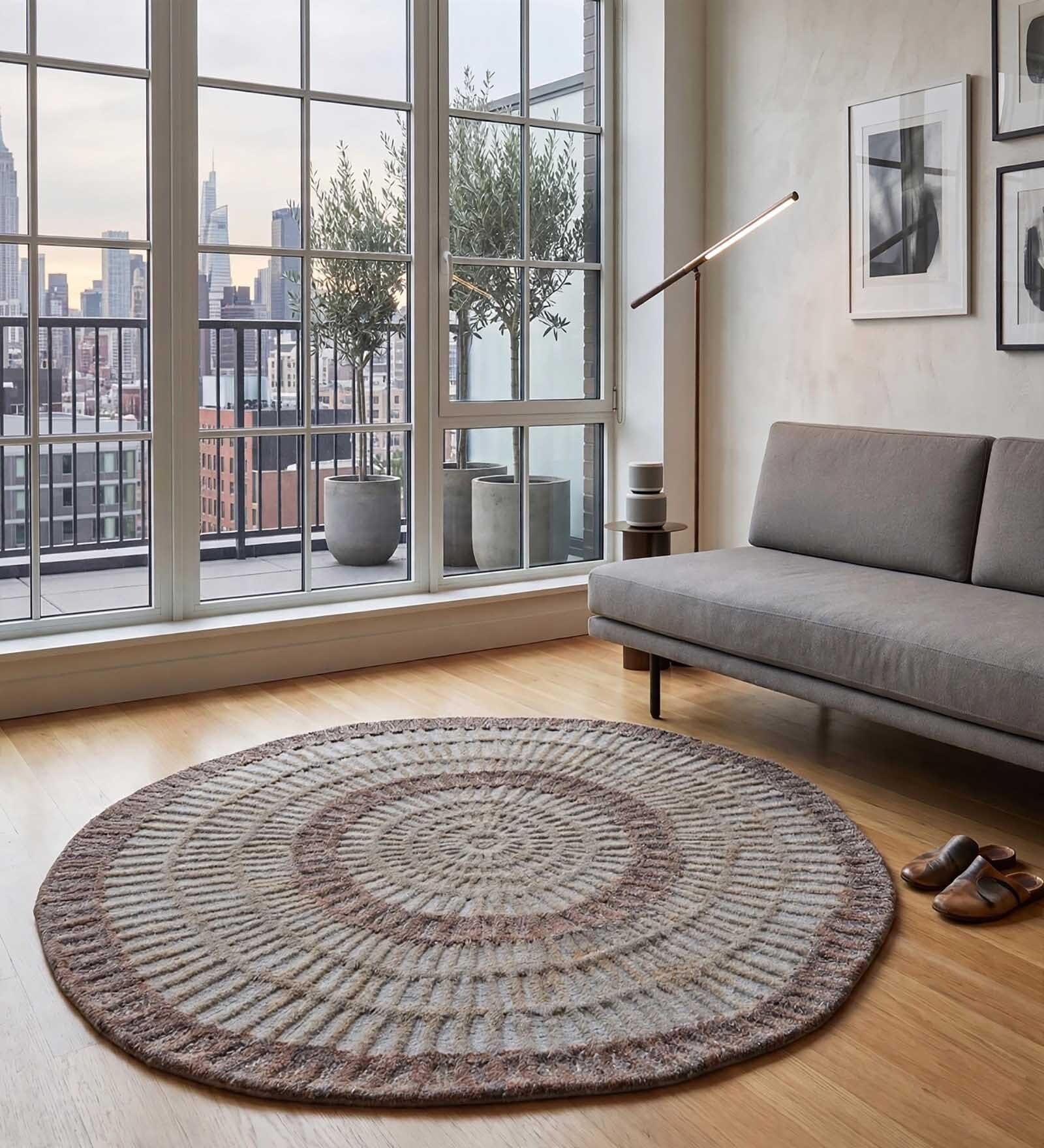 Multi Colour Traditional Wool And Cotton 4 X 4 Feet Hand Tufted Carpet