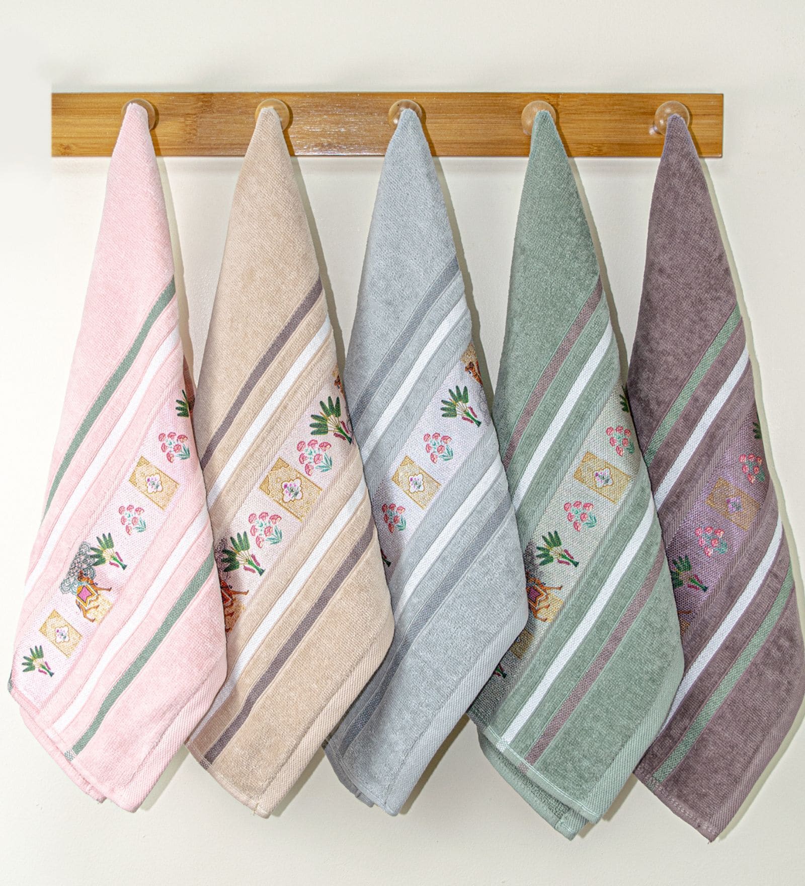 Multi Cotton Printed  460 GSM Hand Towels Pack of 5