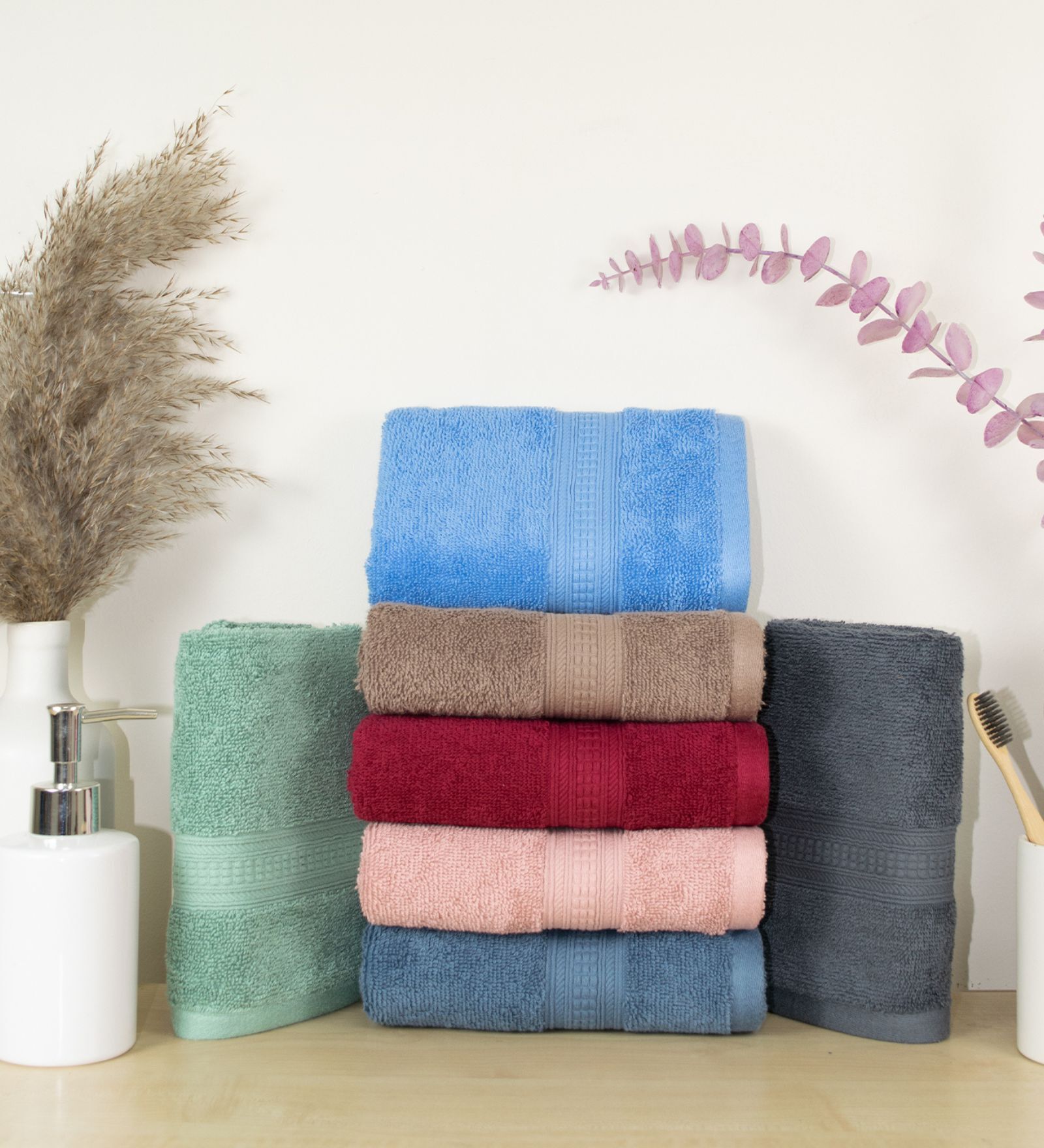 Multi Cotton Solid  500 GSM Hand Towels Pack of 7