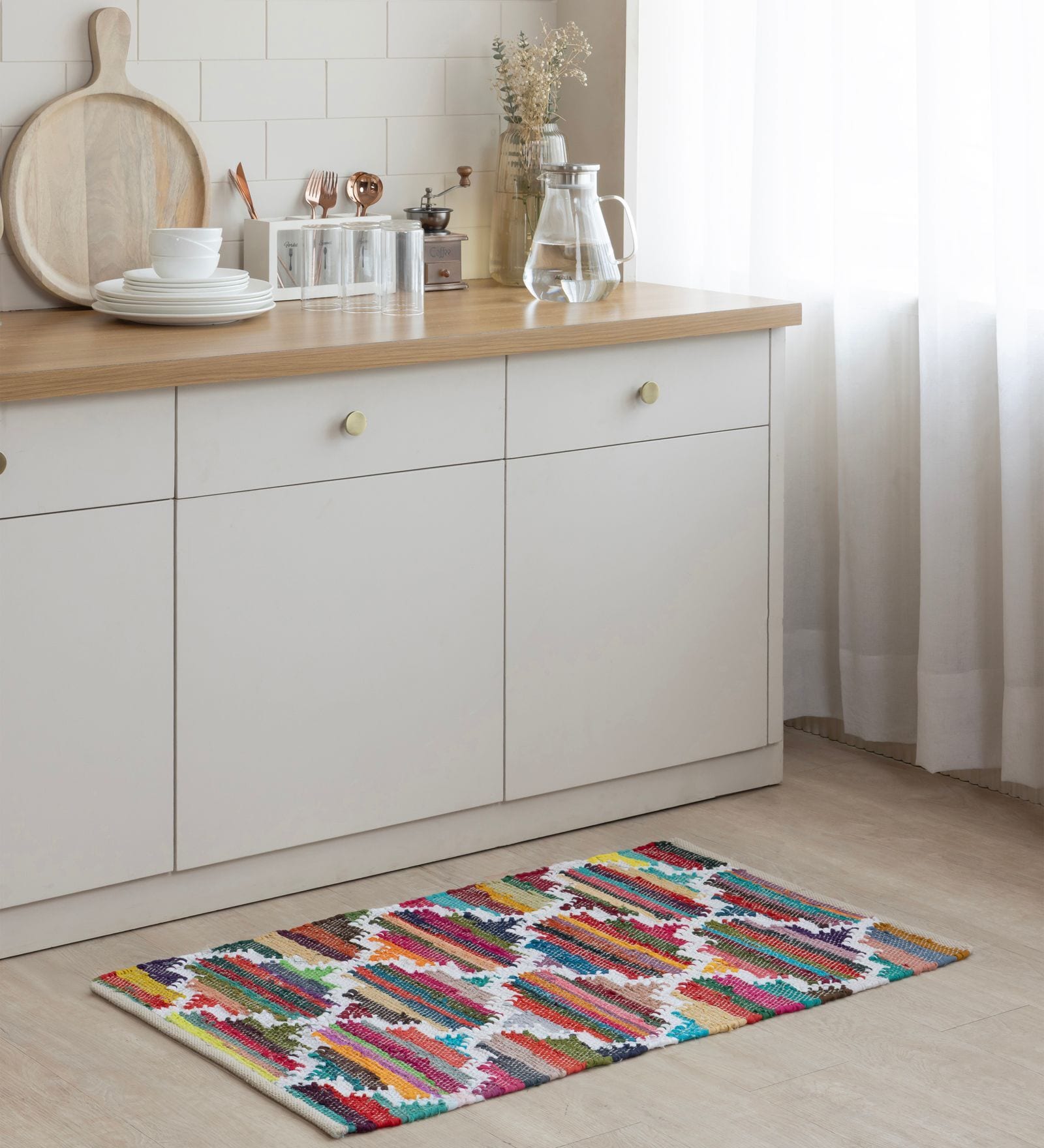 Multi Geometric Hand Woven 3 Ft X 2 Ft Dhurrie