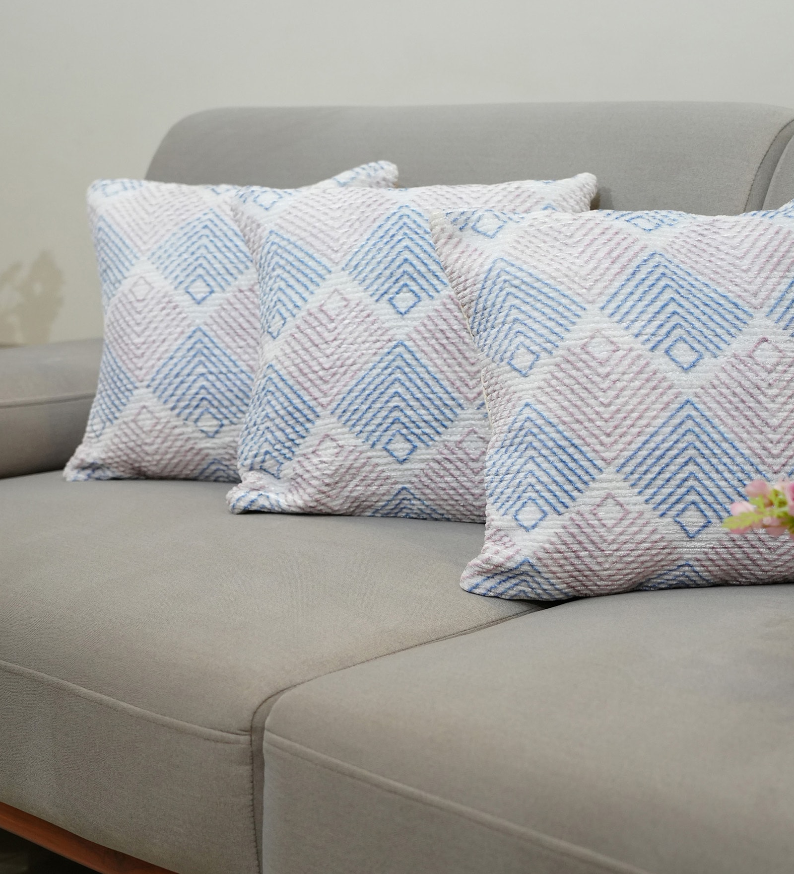 Multi Polyester Geometric 18x18 inches Cushion Covers Set of 3