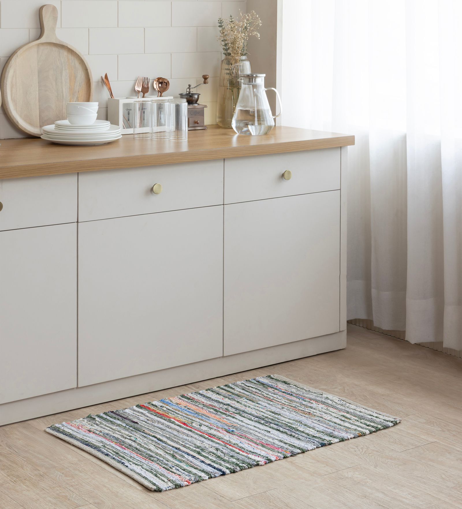 Multi Striped Hand Woven 3 Ft X 2 Ft Dhurrie