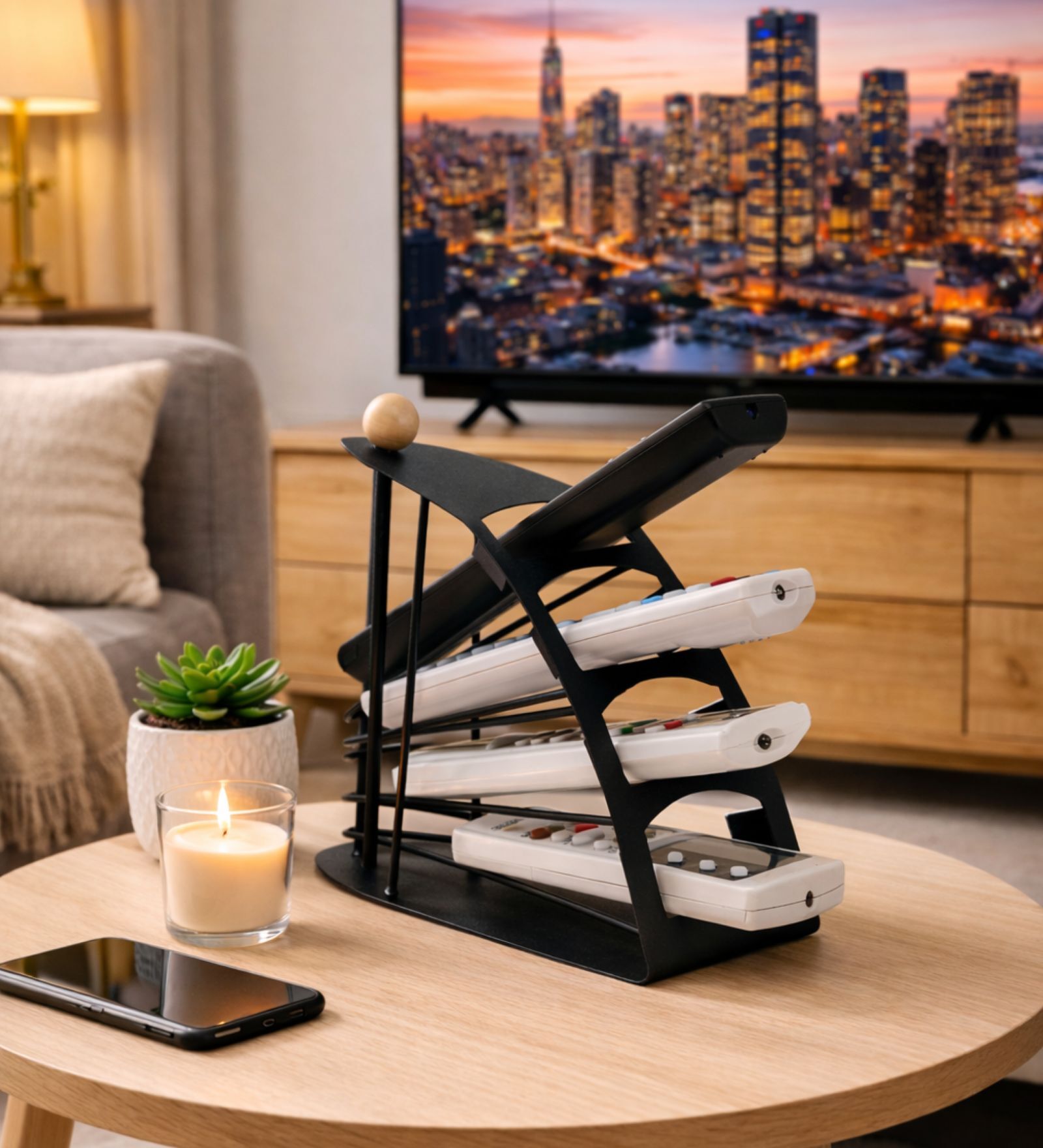 Black Multi-Tier Metal Remote Holder Stand