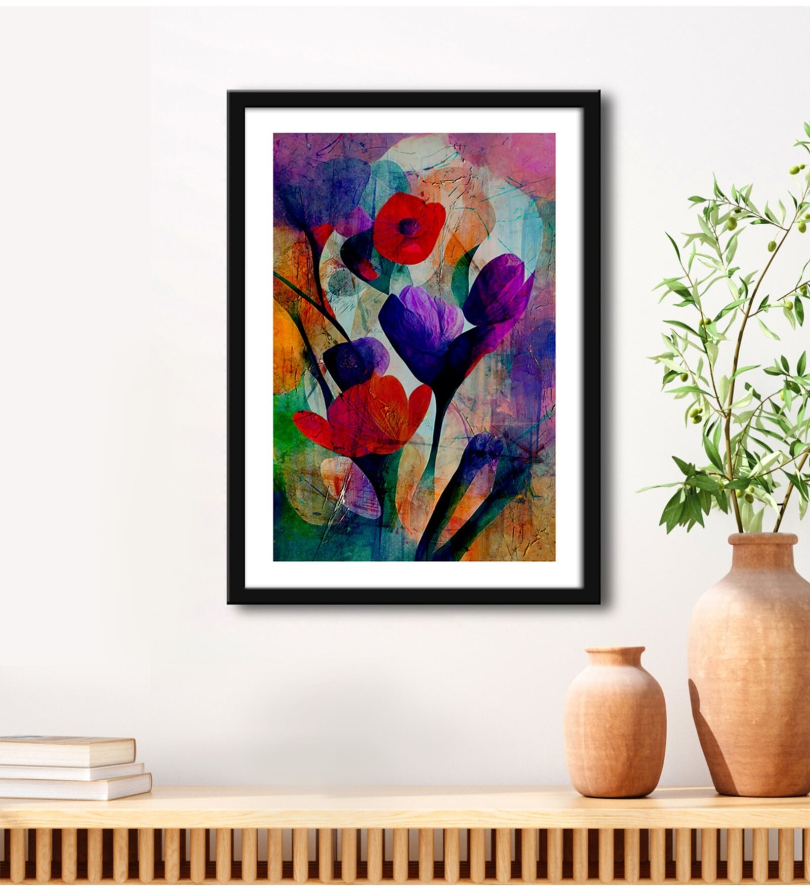 Floral Multicolour Vinyl Painting