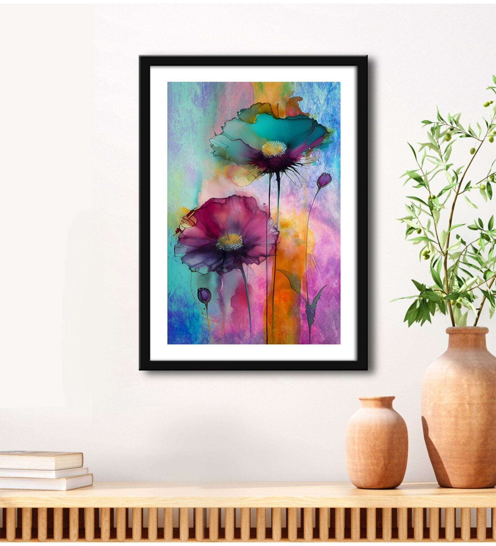 Floral Multicolour Vinyl Painting