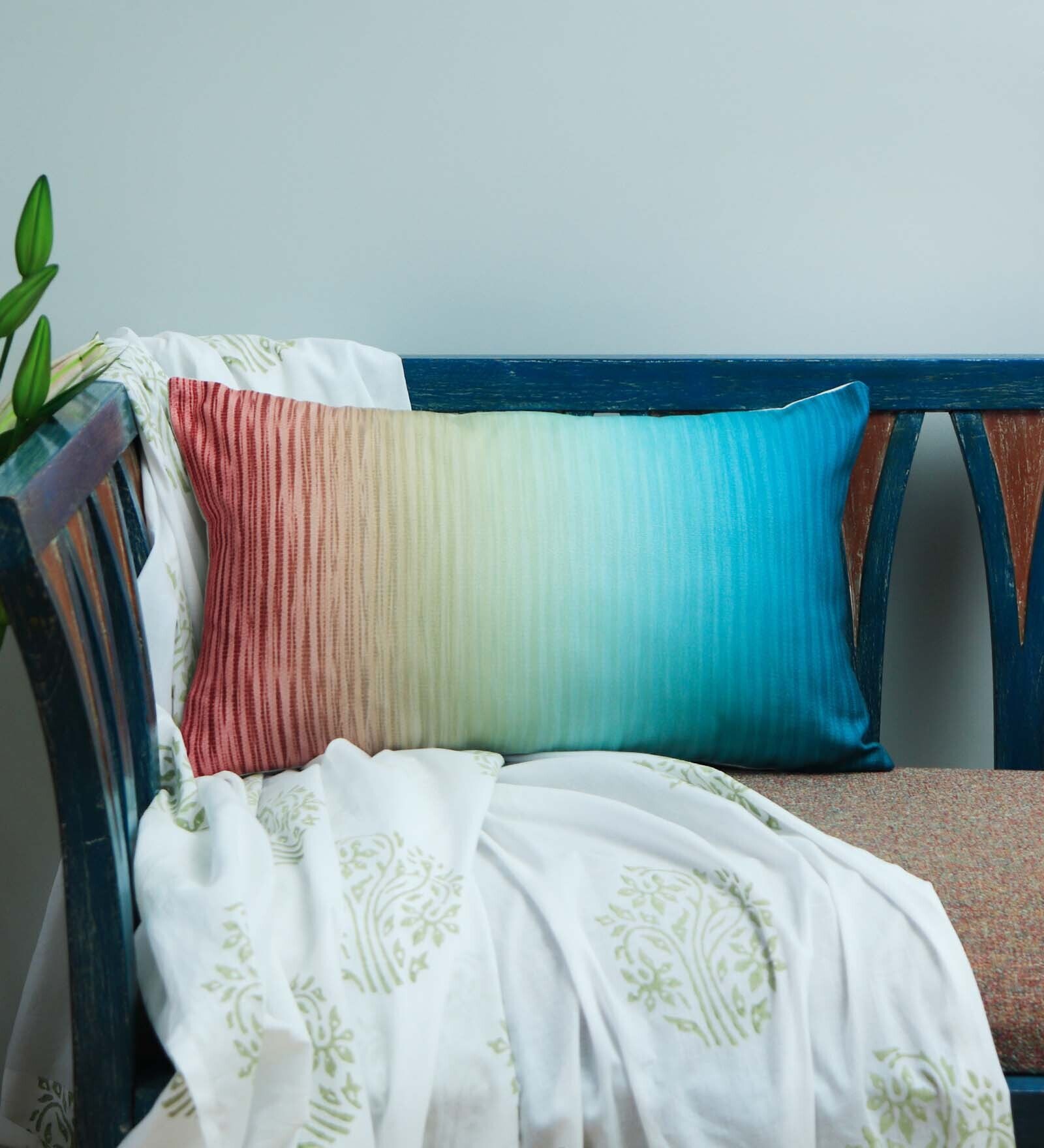 White Striped Canvas 20 x 12 Inches Cushion Cover