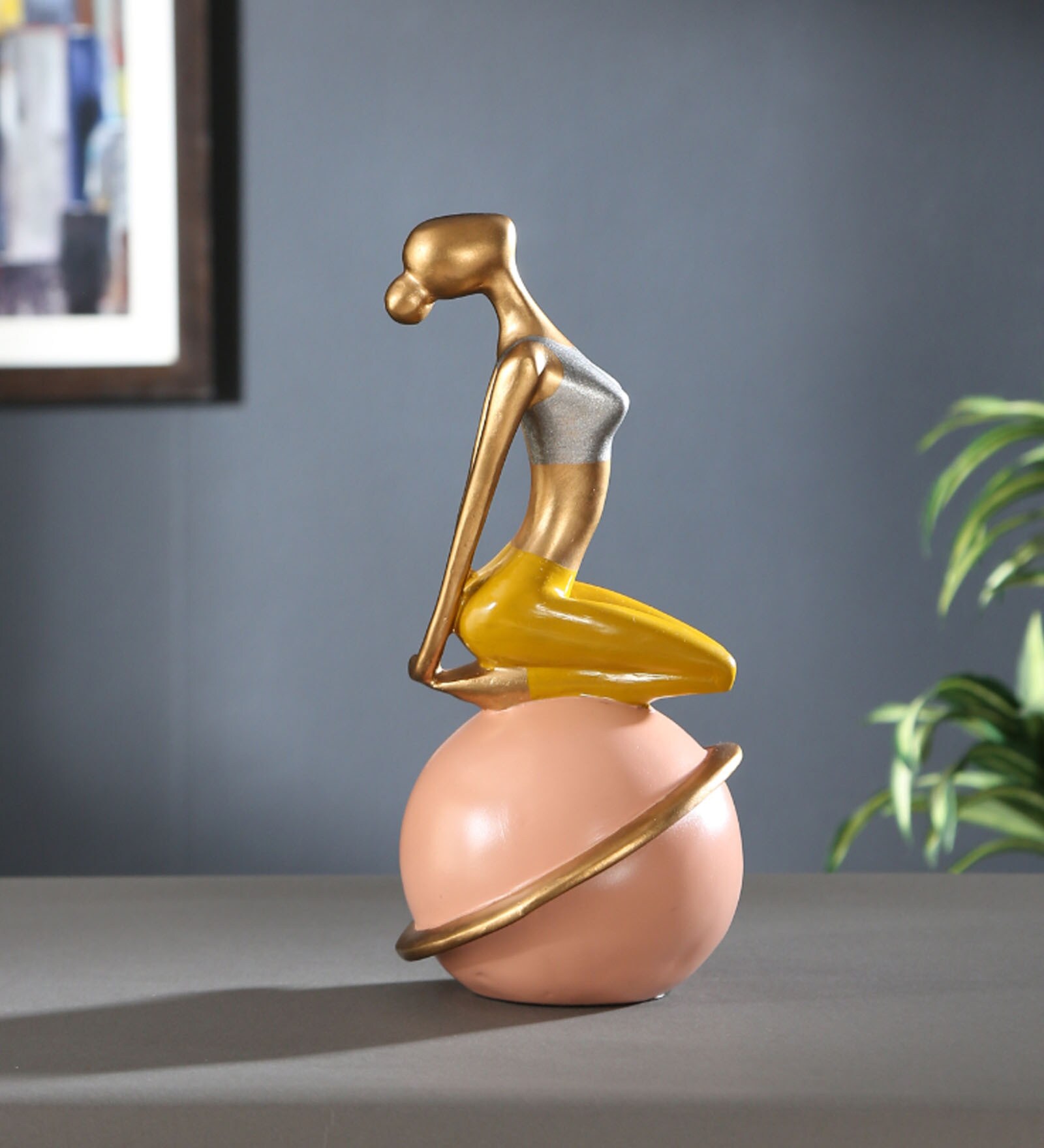 Multicolor Polyresin Lady Yoga Figurine Backbend