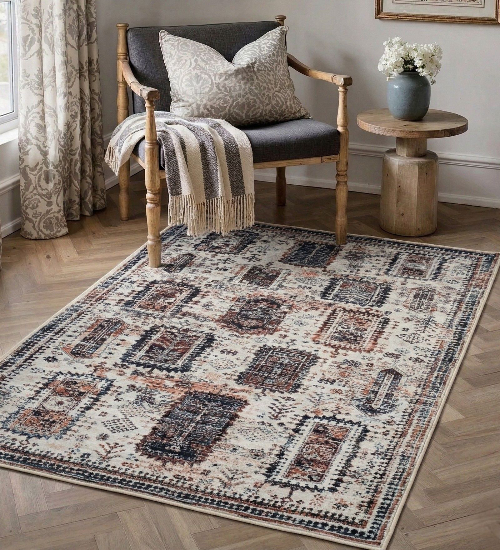 Multicolor Silk 5 X 3 Feet Abstract  Rectangle Carpet