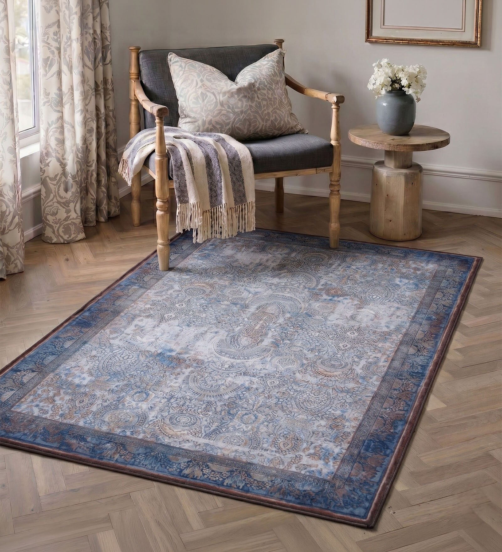 Multicolor Silk 5 X 3 Feet Abstract  Rectangle Carpet
