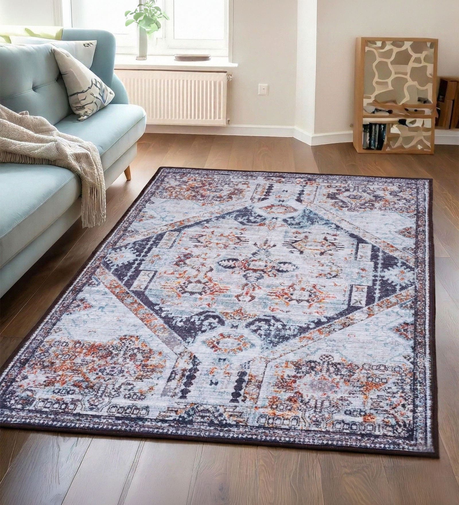 Multicolor Silk 6 X 4 Feet Abstract  Rectangle Carpet