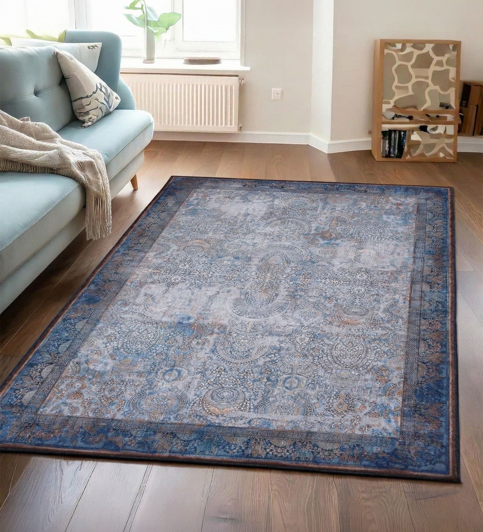 Multicolor Silk 6 X 4 Feet Abstract  Rectangle Carpet