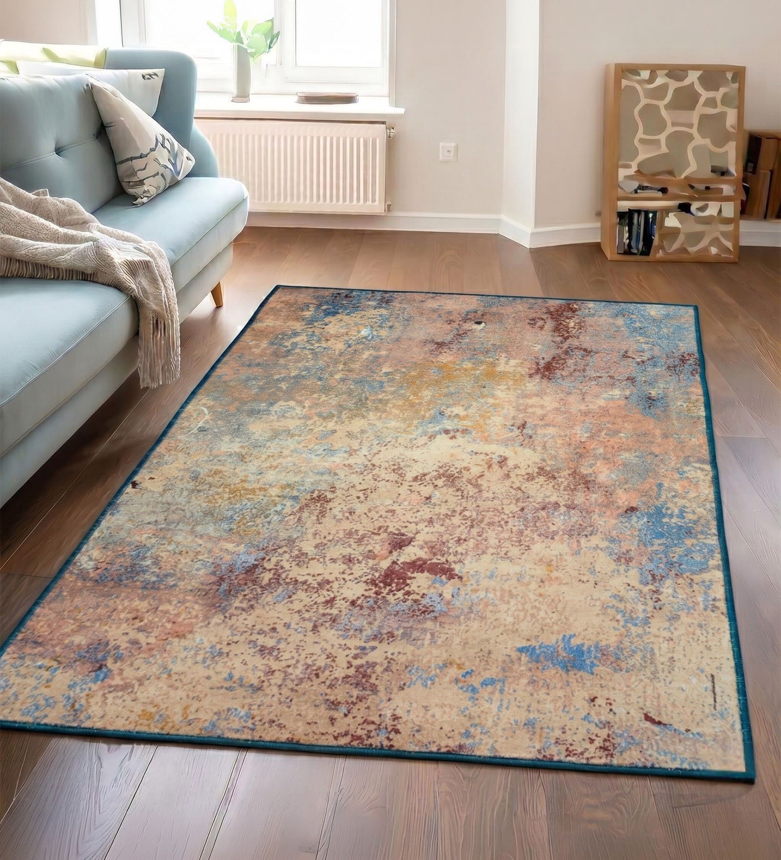 Multicolor Silk 6 X 4 Feet Abstract  Rectangle Carpet