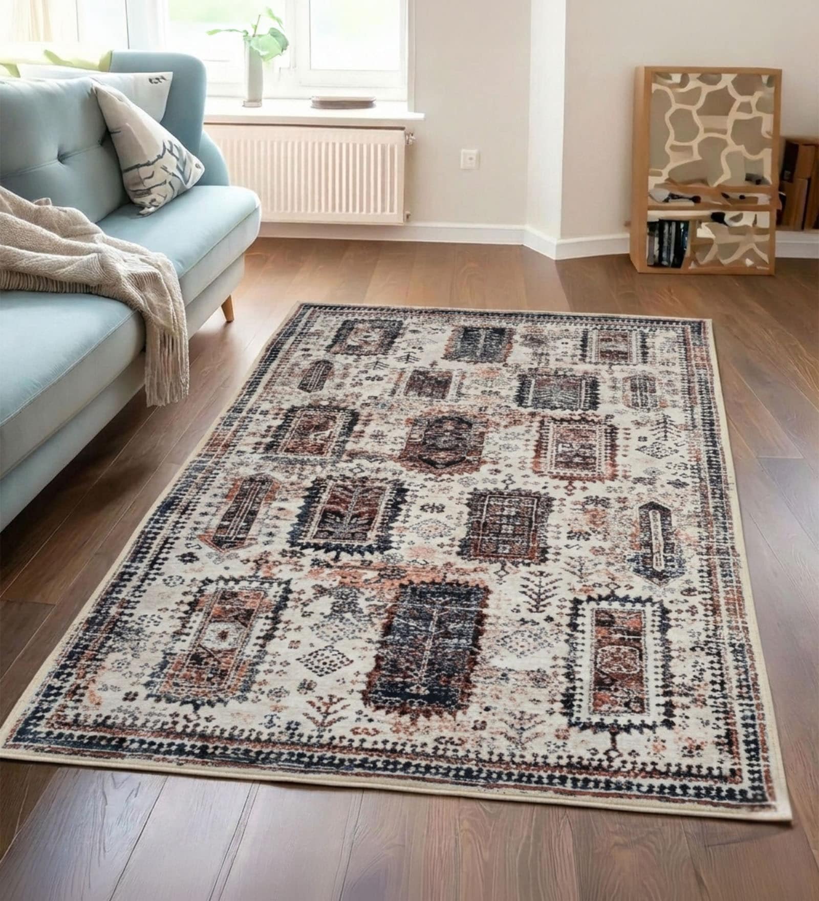 Multicolor Silk 6 X 4 Feet Abstract  Rectangle Carpet