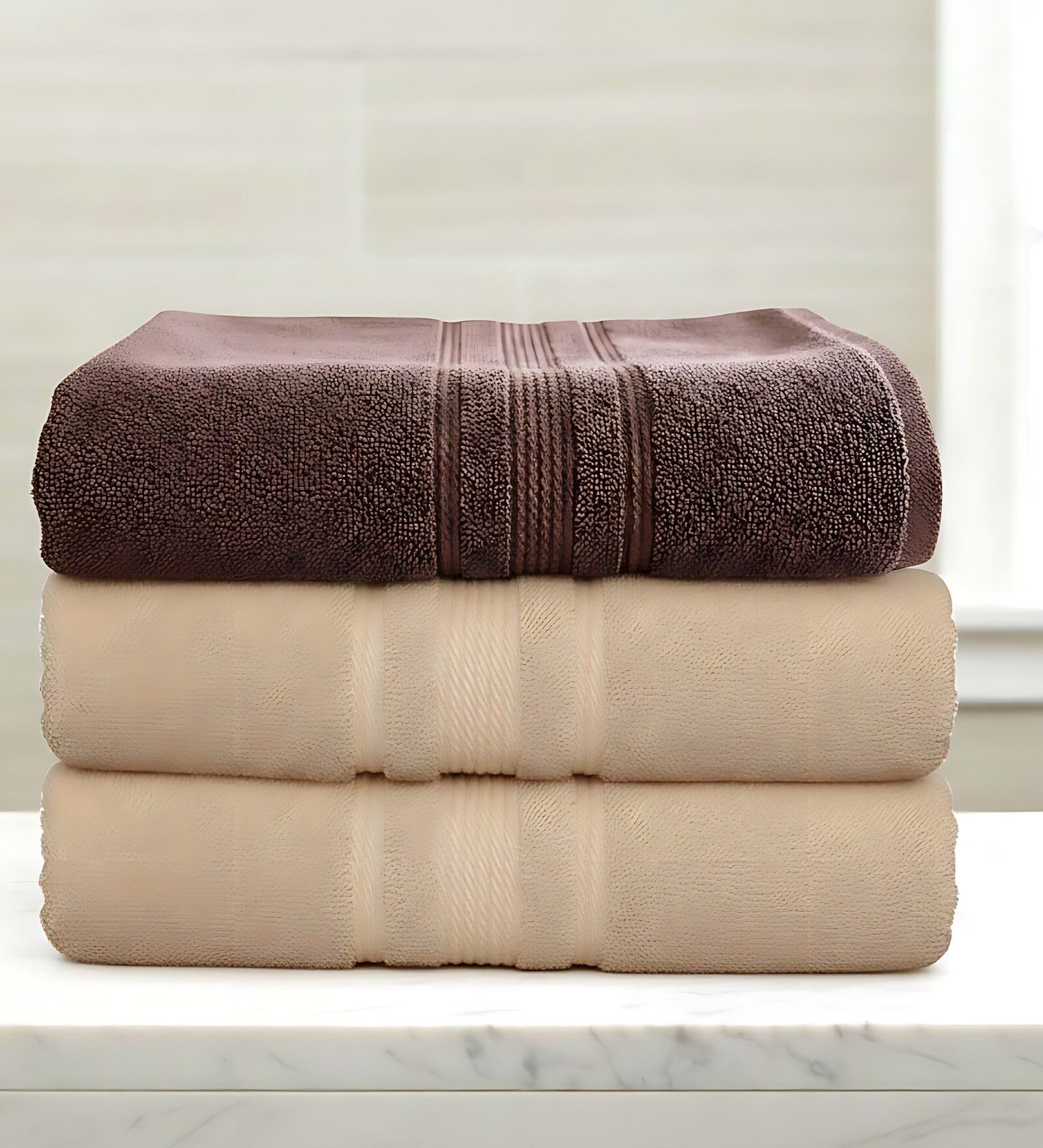 Multicolor Soft Cotton 500 GSM Solid Bath Towel Pack Of 3