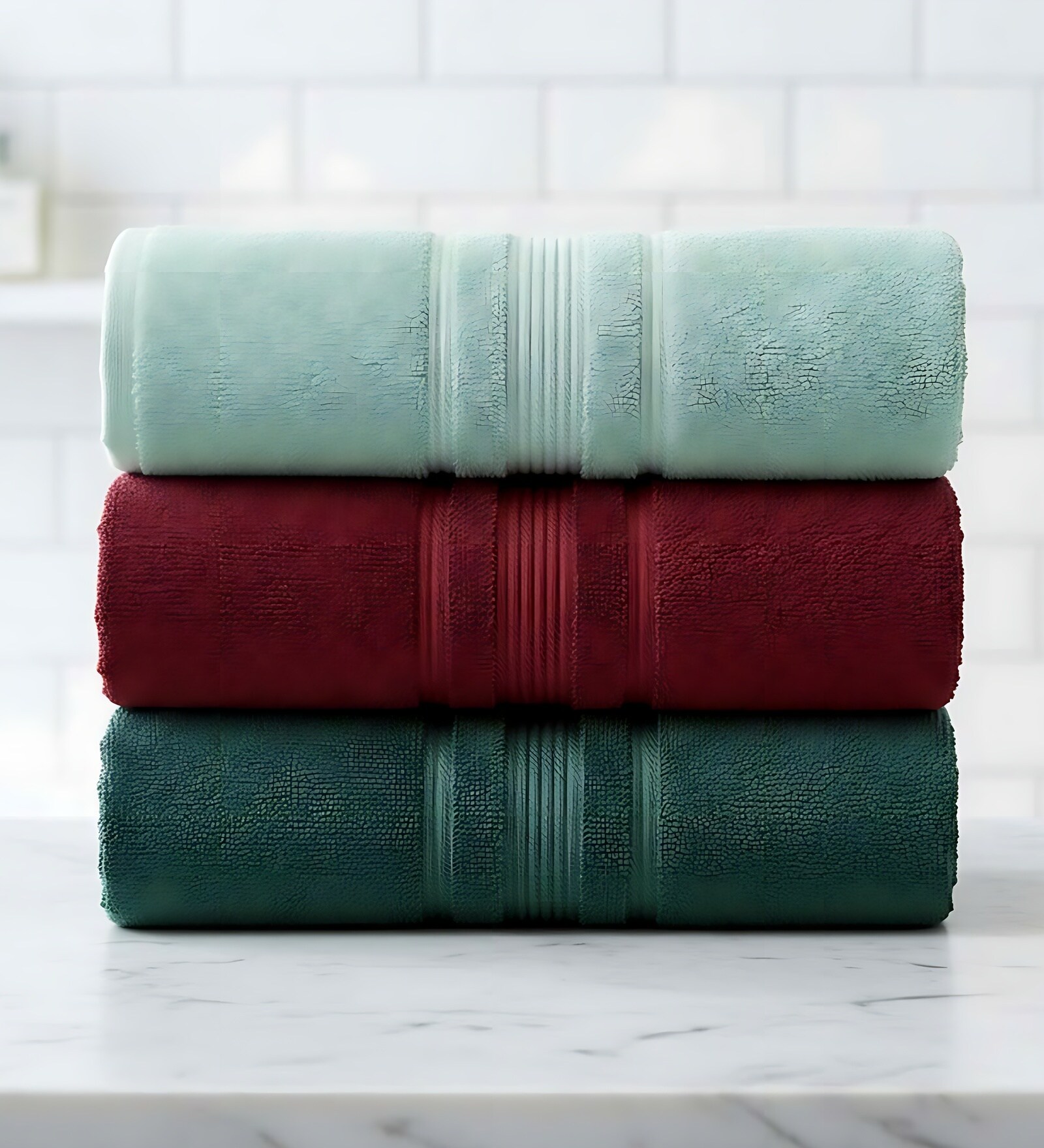 Multicolor Soft Cotton 500 GSM Solid Bath Towel Pack Of 3