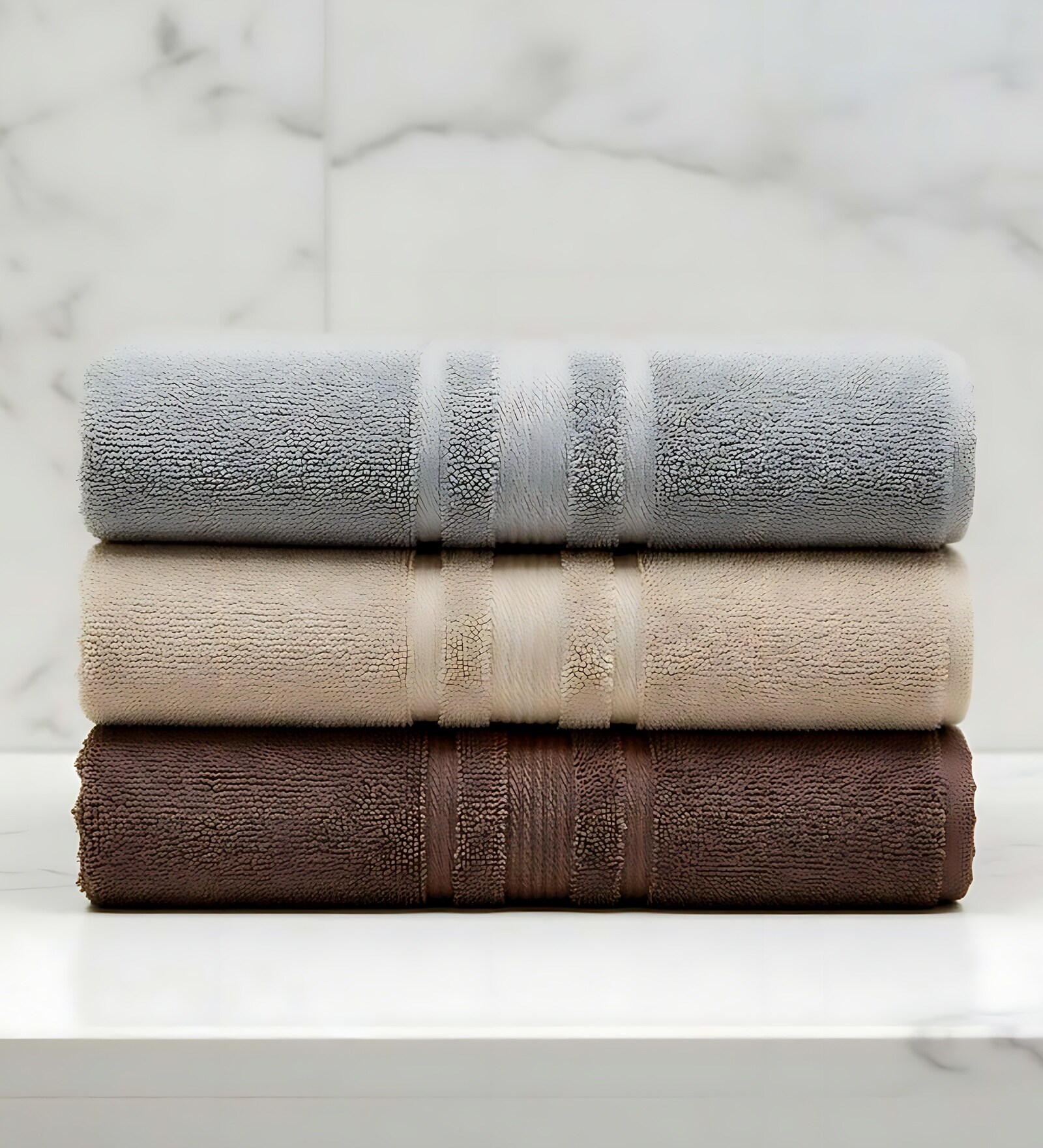 Multicolor Soft Cotton 500 GSM Solid Bath Towel Pack Of 3