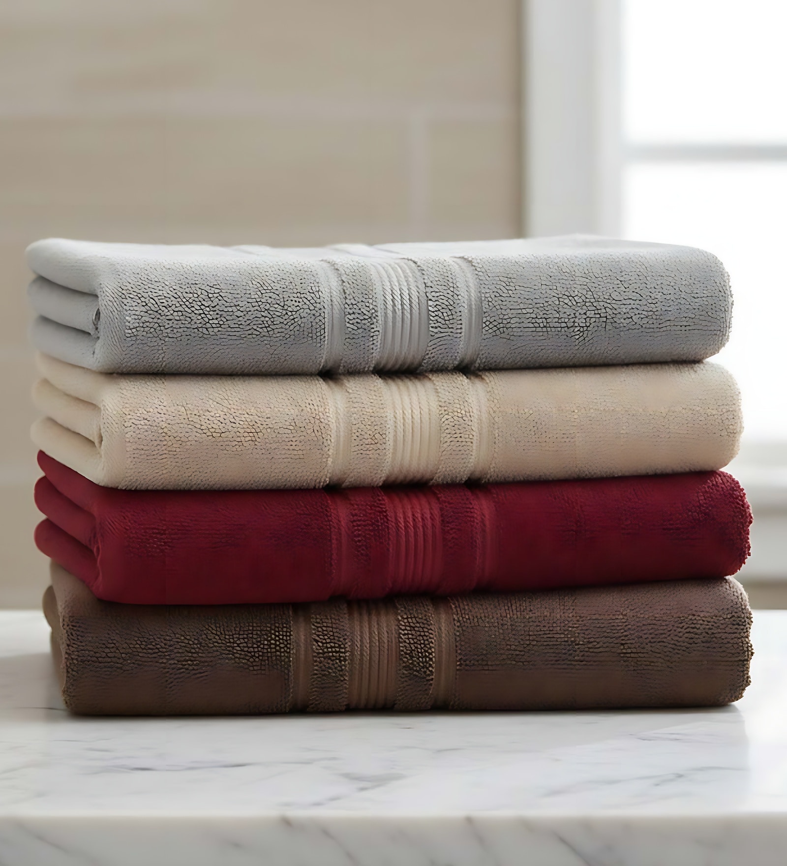 Multicolor Soft Cotton 500 GSM Solid Bath Towel Pack Of 4