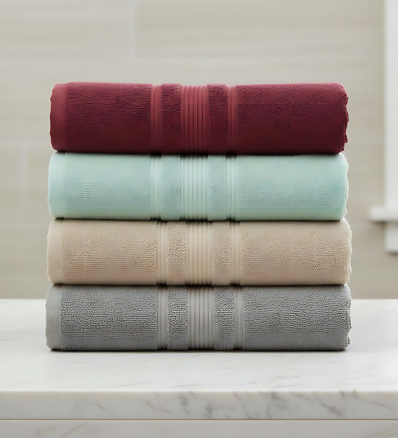 Multicolor Soft Cotton 500 GSM Solid Bath Towel Pack Of 4