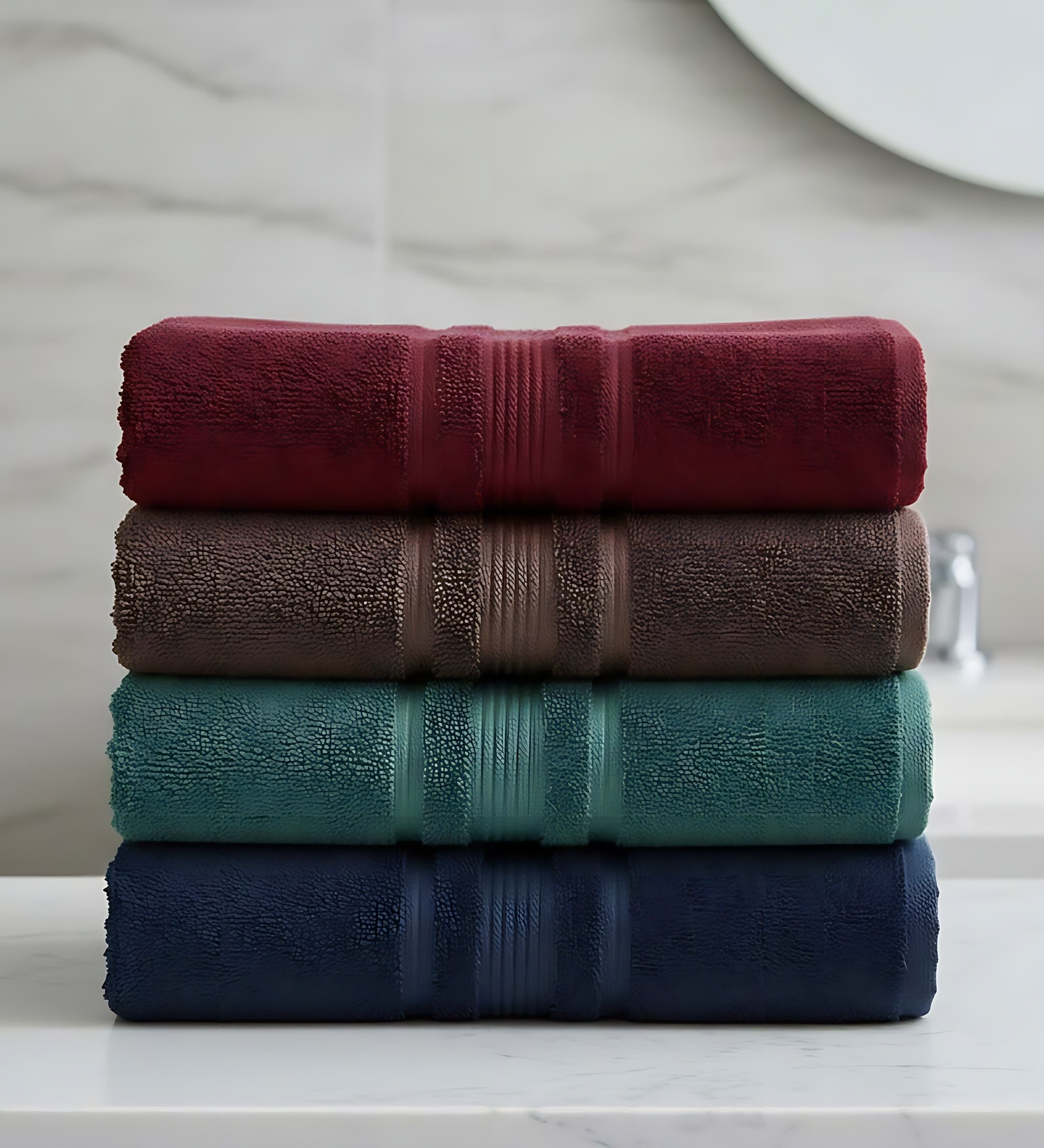 Multicolor Soft Cotton 500 GSM Solid Bath Towel Pack Of 4