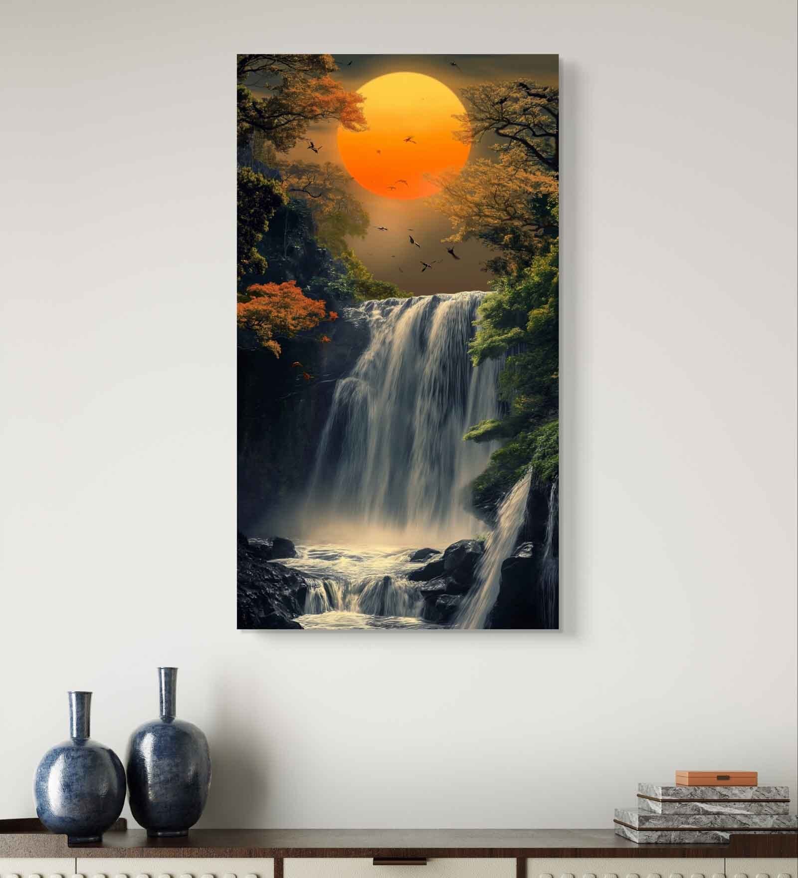 Multicolor  Sunset Waterfall Gallery  Portrait Painting