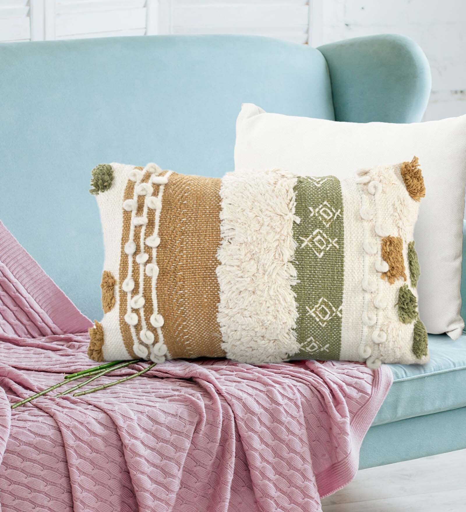 Multicolor Woven Cotton 12 x 20 Inches Cushion Cover