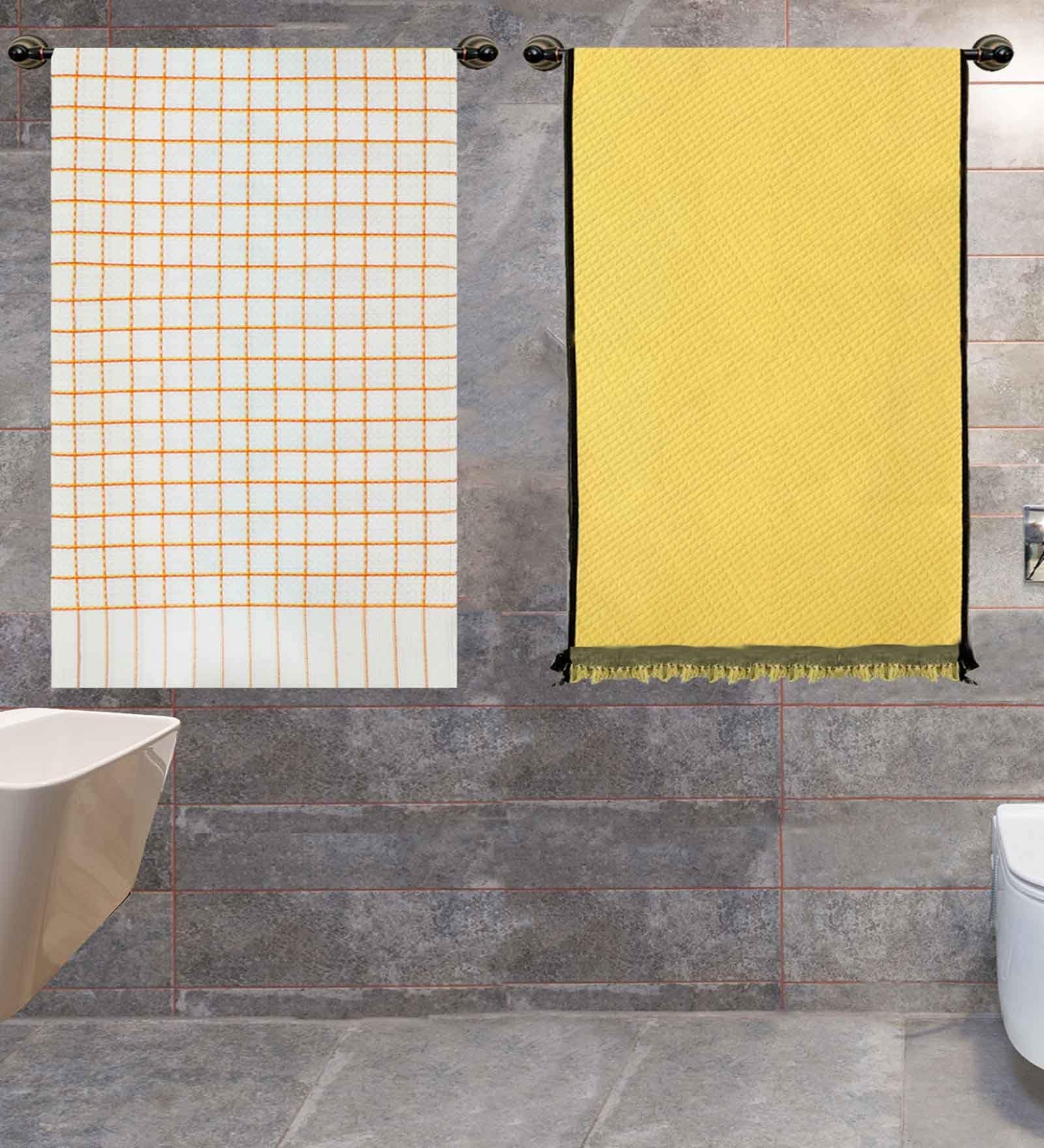Multicolor 100% Cotton Patterned 220 GSM Bath Towels (set of 2)